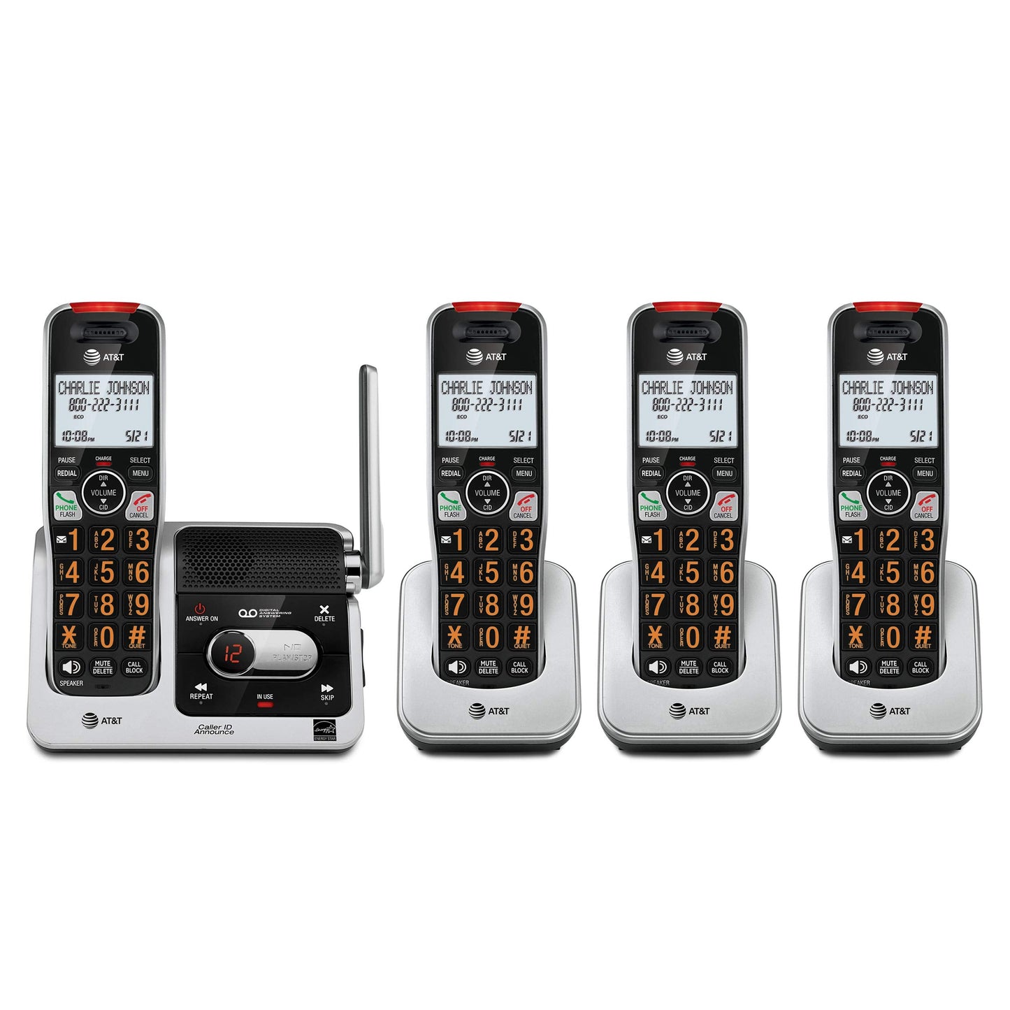 AT&T BL102-4S 4-Handset Cordless Phone with Answering System, 2" Display, Backlit Buttons & Visual Ringer, Black/Silver 🍁 All In One Marketplace Canada