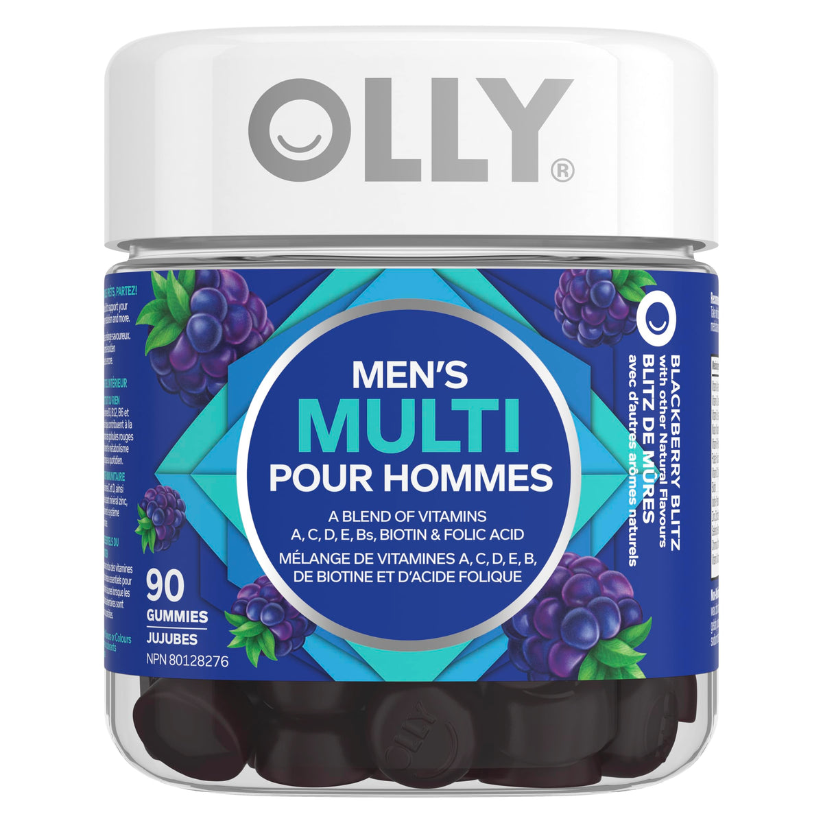 OLLY Men's Multi Gummy Supplement with no artificial flavours and colours Blackberry Blitz multivitamin to help support men's health 45 day supply 90 gummies 🍁 All In One Marketplace Canada