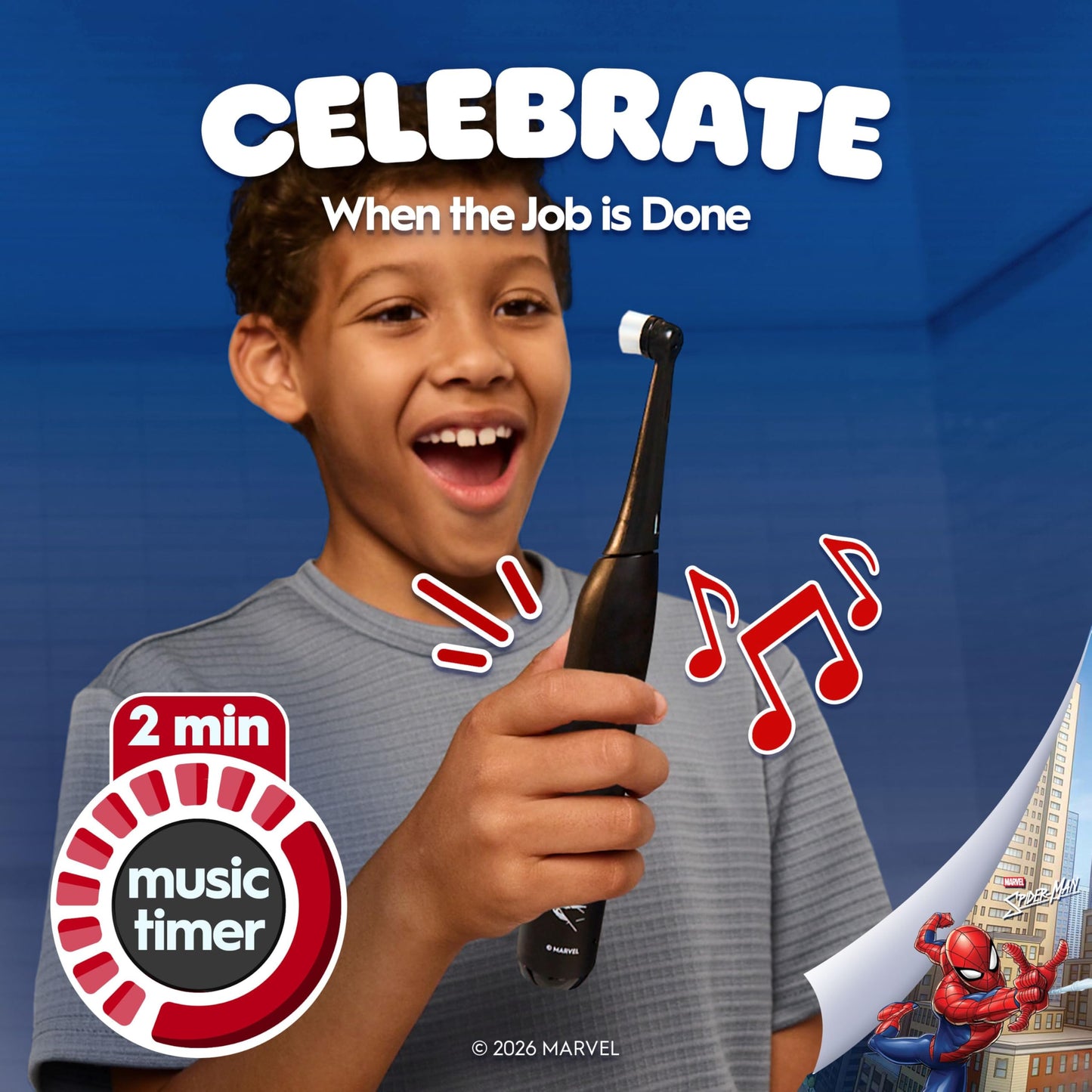 Oral-B iO Kids Rechargeable Electric Powered Toothbrush, Spiderman with 1 Gentle Care Brush Head - Automatic Pressure Sensor to Protect Gums - 3 Cleaning Settings - 2 Min Music Timer - 28 Day Battery Life 🍁 All In One Marketplace Canada