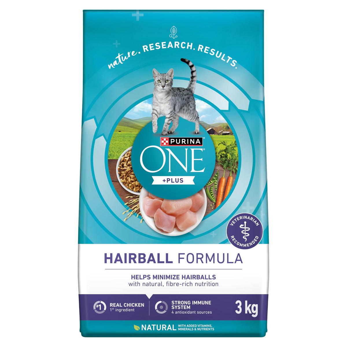 Purina ONE +Plus Dry Cat Food, Hairball Formula Chicken - 3 kg Bag 🍁 All In One Marketplace Canada
