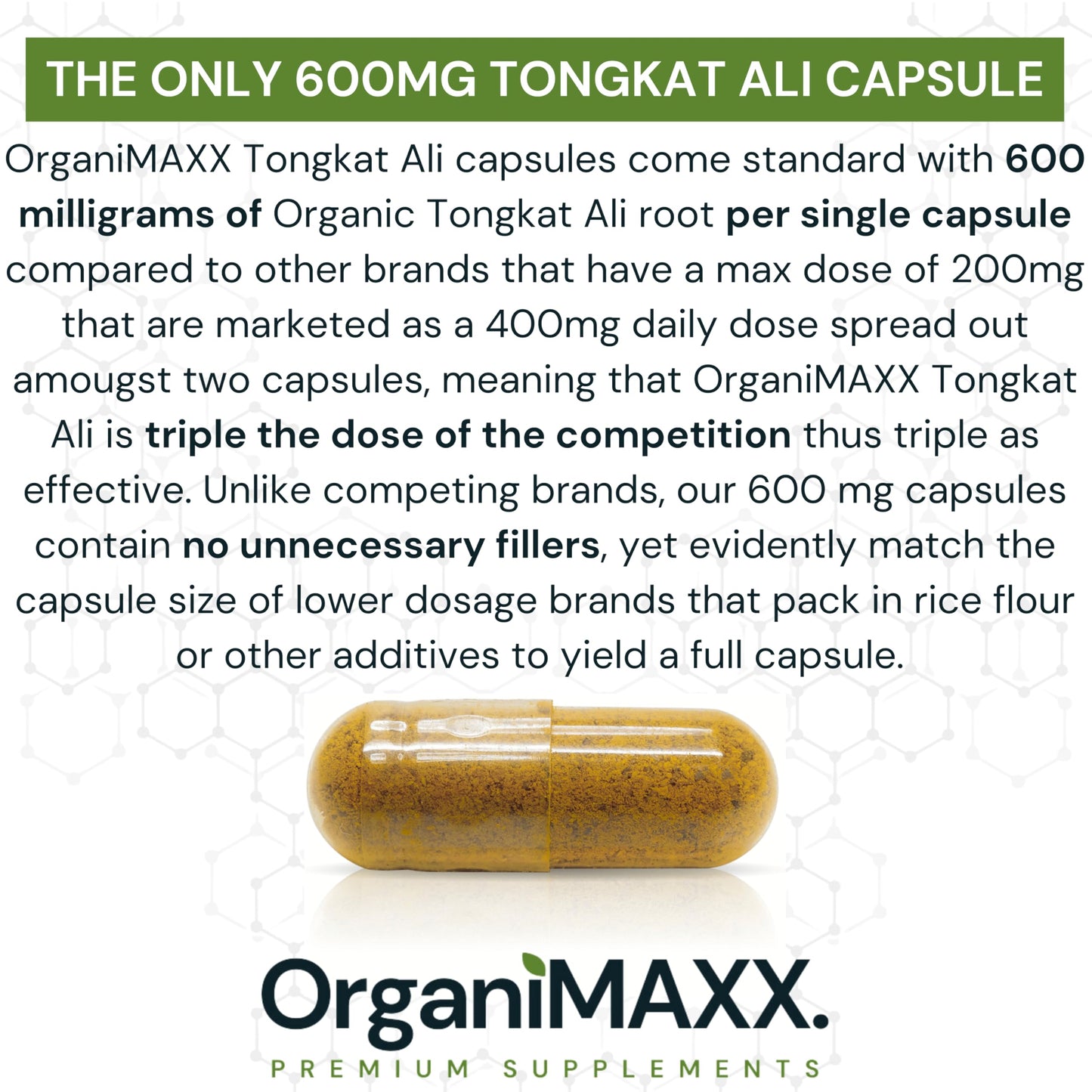 6X Strength Tongkat Ali 600 MG PER SINGLE CAPSULE 60,000 MG Equivalent 100:1 Extract Ratio Highest Potency, OrganiMAXX Longjack Eurycoma Longifolia Non-GMO Premium Tongkat Ali Supplement For Men. 🍁 All In One Marketplace Canada