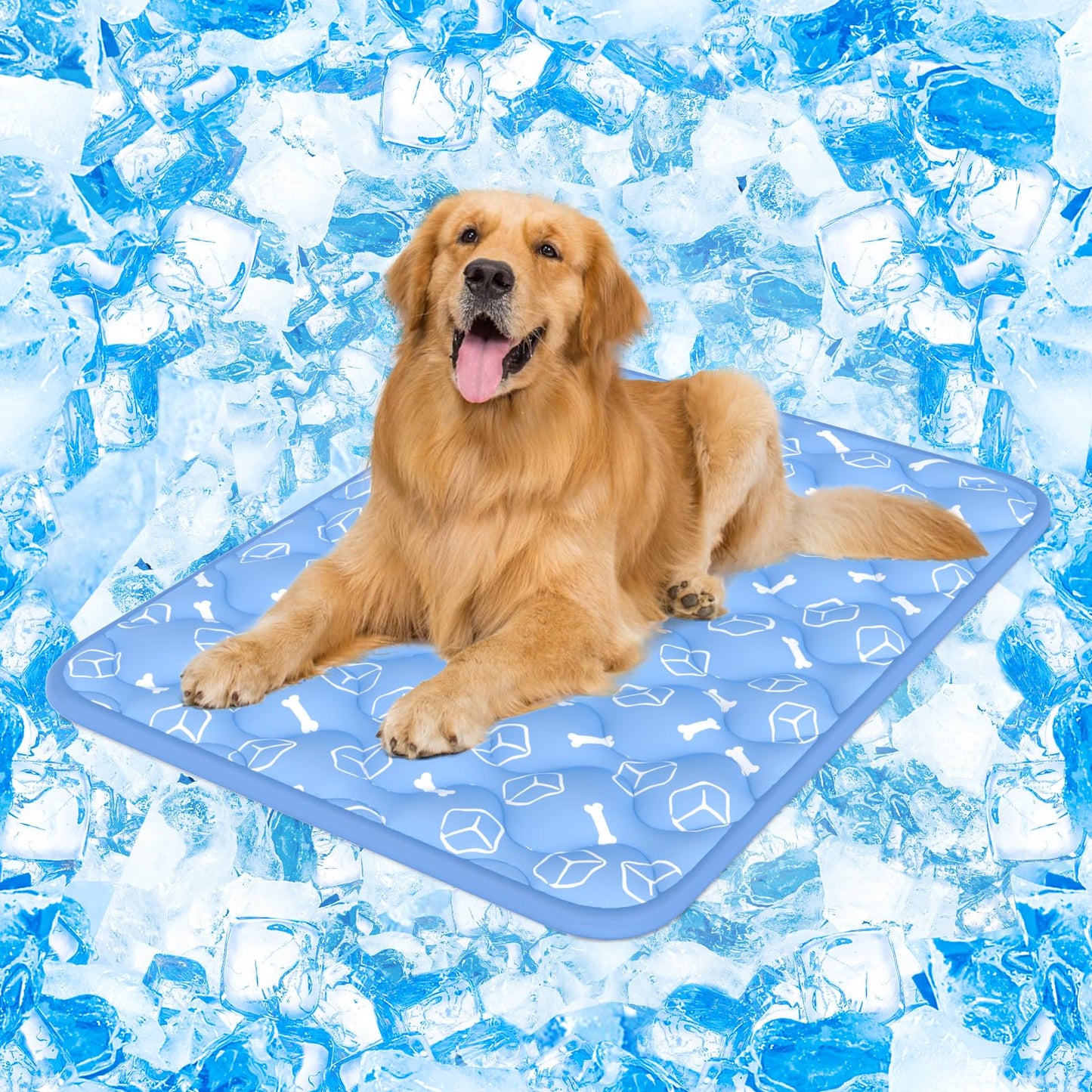 【Upgraded】Rywell Extra Large Dog Cooling Mat 44"x32" Thickened Self-Cooling Pad for Large Dogs, Arc-Chill Waterproof Non-Slip, Washable Pet Cooling Bed Mat for Crate, Sofa, Kennel, Grey,Q-Max>0.5 Blue 🍁 All In One Marketplace Canada