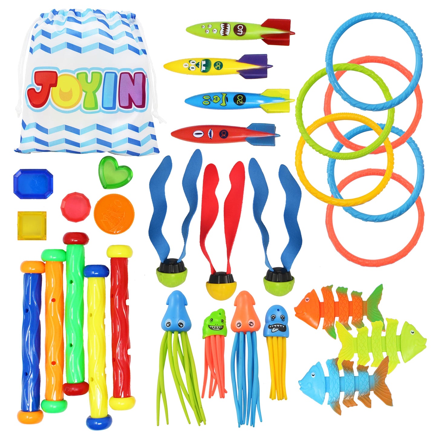 Sloosh 30 Pcs Diving Pool Toys for Kids Ages 3-12 Jumbo Set with Storage Bag Pool Games Summer Swim Water FishToys 🍁 All In One Marketplace Canada