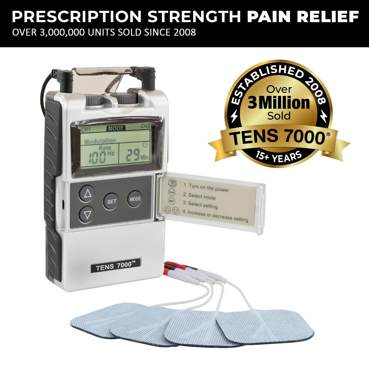 TENS 7000 Digital TENS Machine with Accessories - Muscle Stimulator Machine for Back Pain Relief, Sciatica, Neck, Nerve, Shoulder, Hip, Elbow, Muscle Pain Relief 🍁 All In One Marketplace Canada