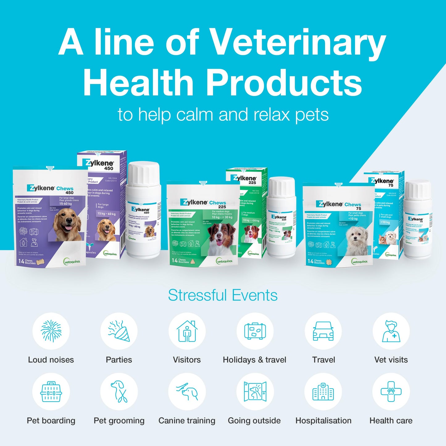 Vetoquinol Zylkene – Veterinary Health Product - Calm and Relaxed Behaviour in Pets During Stressful Events - 75 mg - Cats and Small Dogs - 30 Caps 🍁 All In One Marketplace Canada