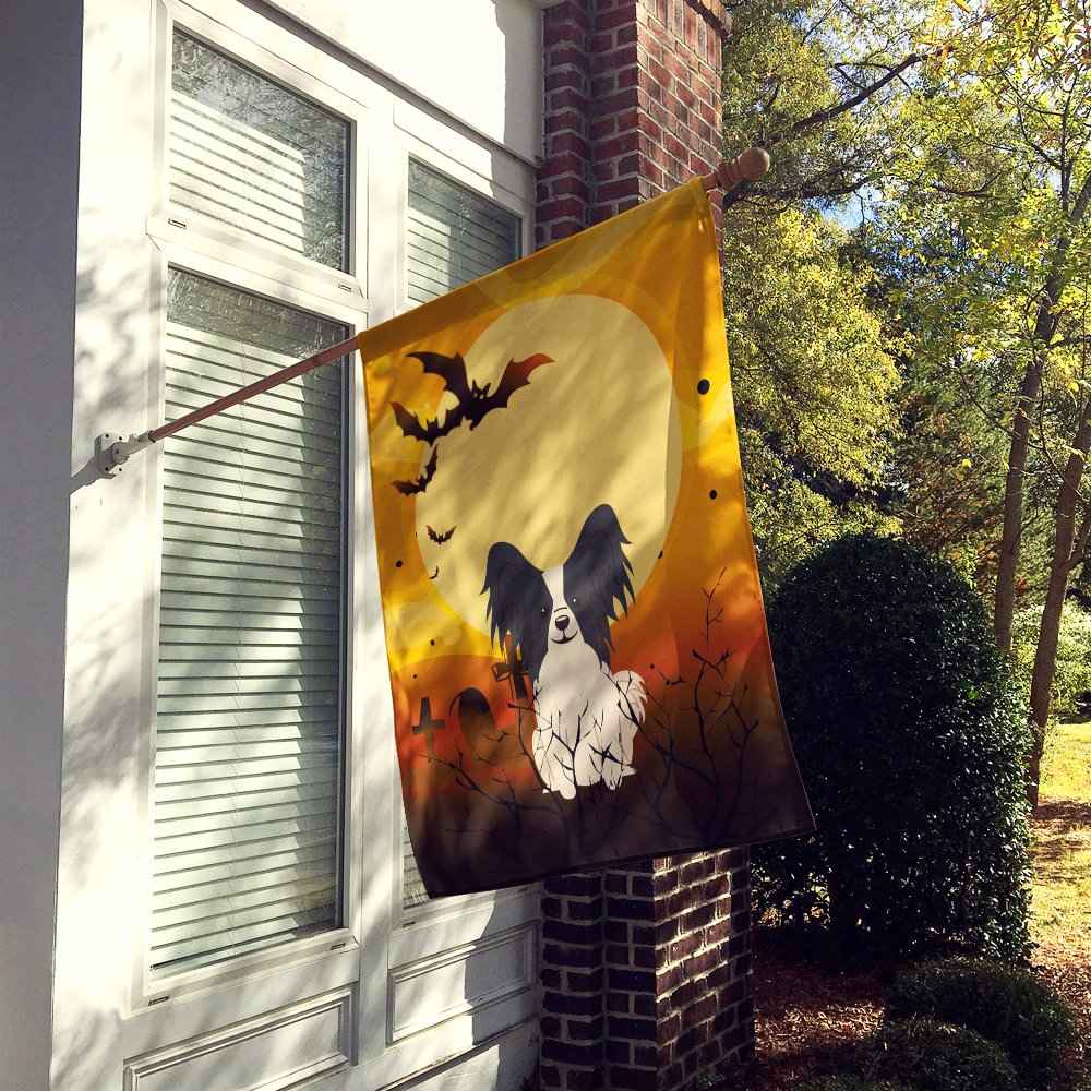 Caroline's Treasures BB4342CHF Halloween Papillon Black White Flag Canvas House Size, Large, Multicolor