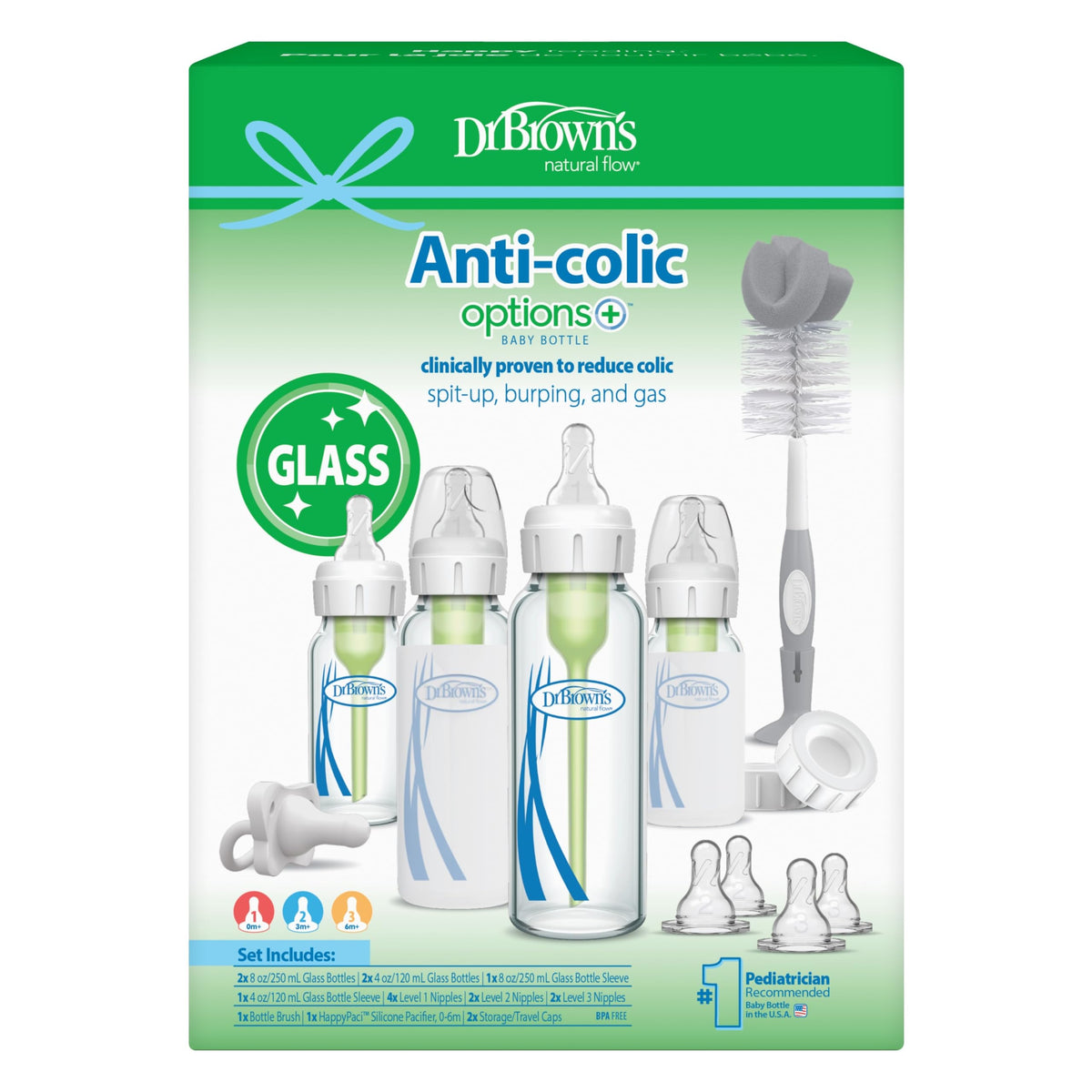 Dr. Brown’s Natural Flow Anti-Colic Options+ Narrow Glass Bottle Starter Set 🍁 All In One Marketplace Canada