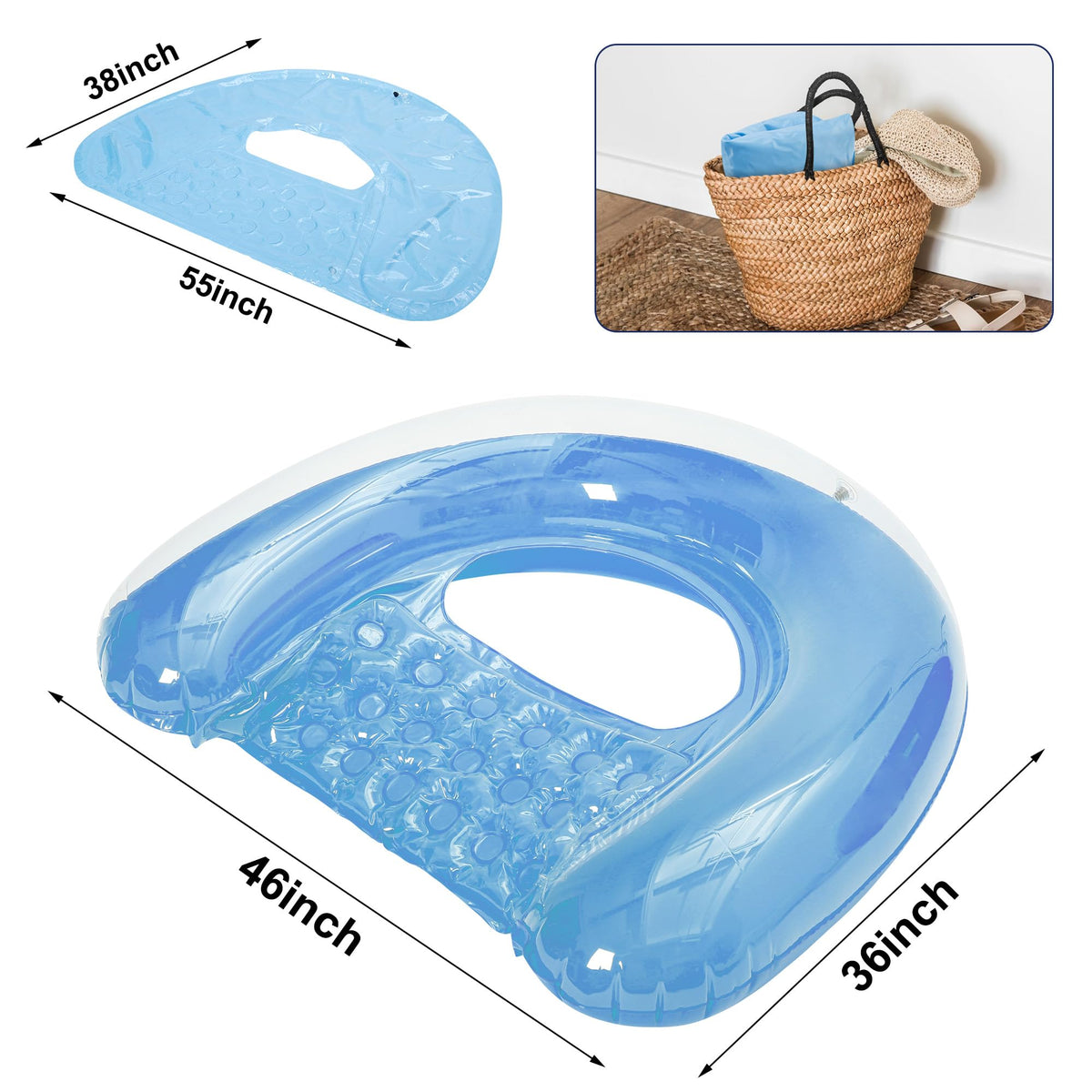 4 Pack Pool Floaties for Adults, Upgraded 52“X38 Adult Size Inflatable Pool Float Chair Floating Pool Chair Floaties for Adults Beaches, Lakes, Rivers, Parties 🍁 All In One Marketplace Canada