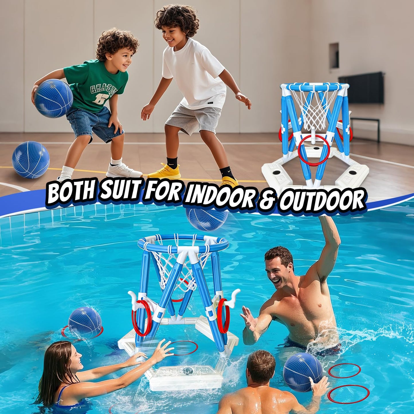 Pool Basketball Hoop Toys, Inflatable Water Basketball Game Pool, Pool Floaties Basketball Hoop Toy Outdoor Toys for Kids Boys Aged 4-18 and Adults (L) 🍁 All In One Marketplace Canada