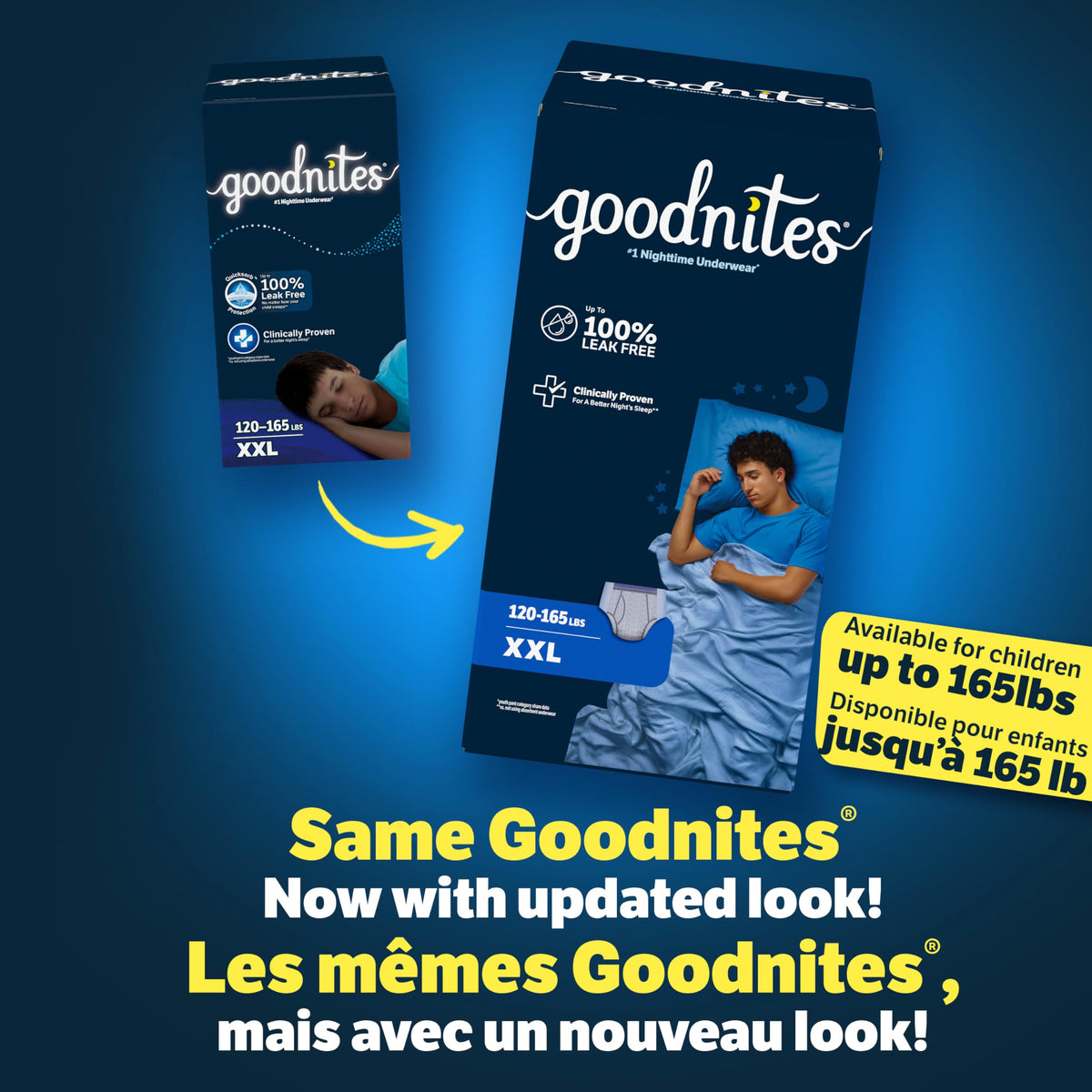 Goodnites Boys' Nighttime Underwear, Size XXL (120-165 lbs), 54 Ct (3 Packs of 18), Packaging May Vary 🍁 All In One Marketplace Canada