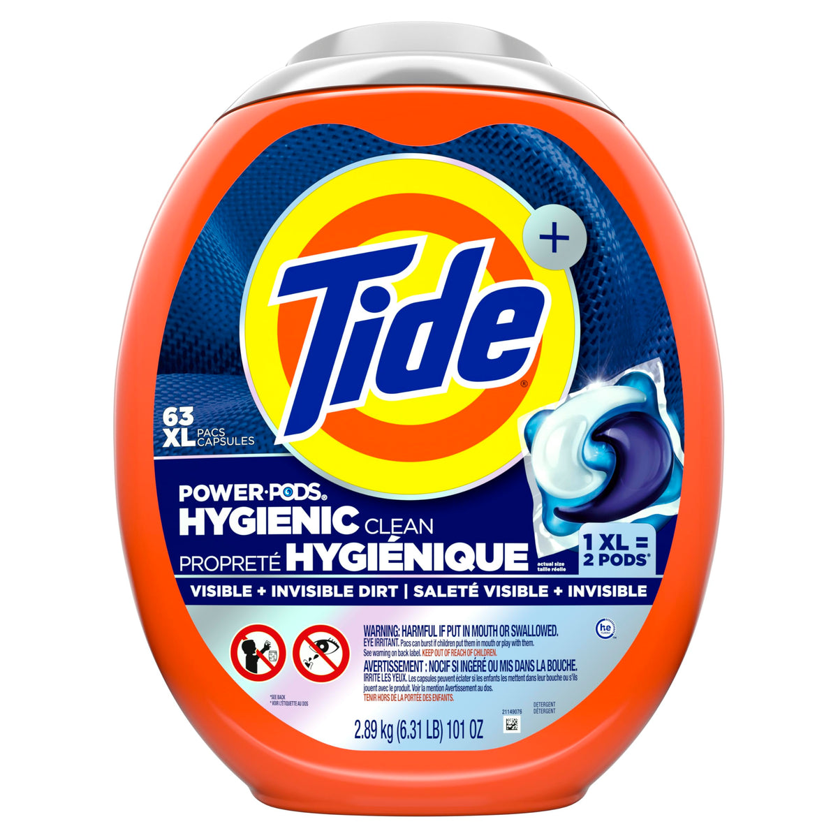Tide Hygienic Clean Power PODS Laundry Detergent Pacs, Original Scent, 63 Count, Removes Visible and Invisible Dirt, laundry soap detergent pacs 🍁 All In One Marketplace Canada