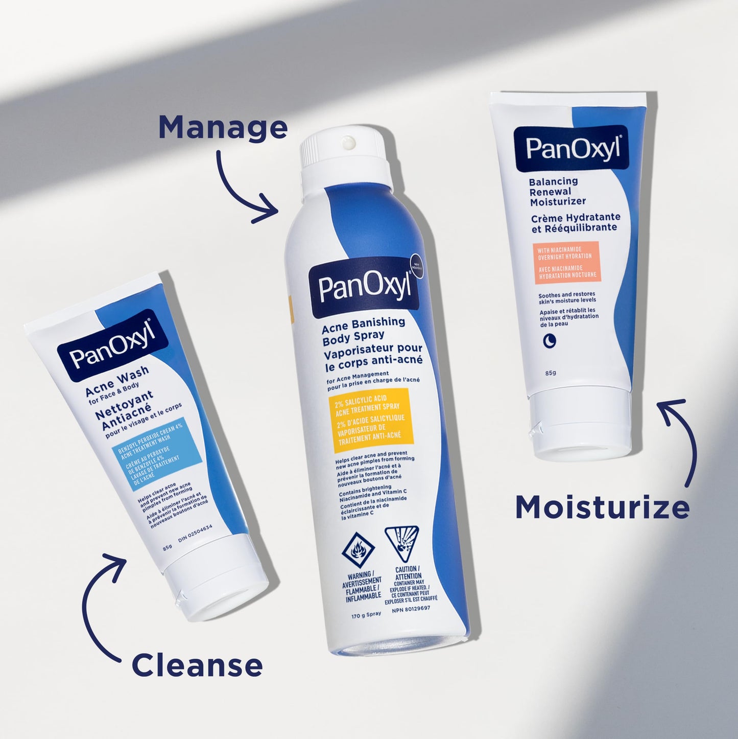 PanOxyl Acne Banishing Body Spray with 2% Salicylic Acid, Pimple Treatment to Help Clear Stubborn Breakouts, 360-Degree Spray Nozzle, Skin-Brightening Niacinamide, Vitamin C, Witch Hazel, Aloe, 170g 🍁 All In One Marketplace Canada