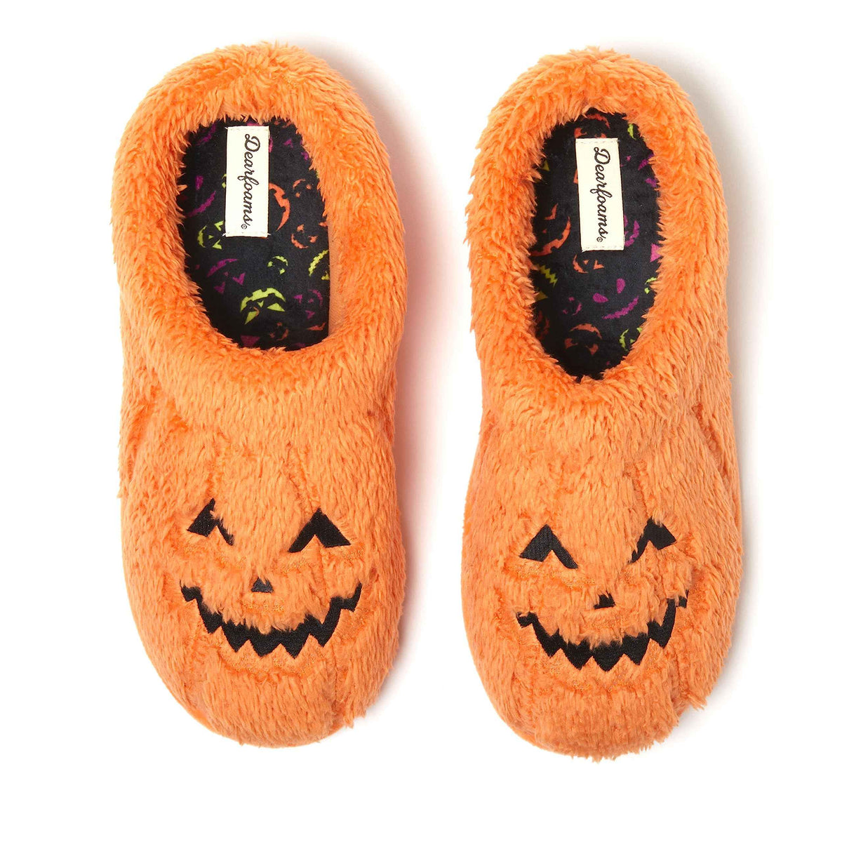 Dearfoams Unisex-Adult Halloween Jack-o-Lantern Pumpkin Slipper, Adult Pumpkin, 5-6 Women/3-4 Men