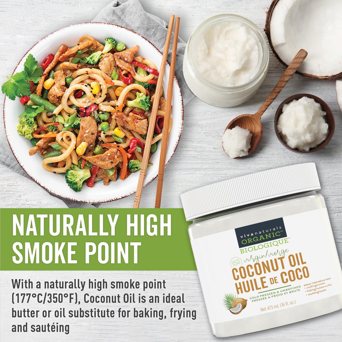 Viva Naturals Organic Virgin Coconut Oil,16 fl oz (473 mL) – Coconut Oil for Hair, Skin, Cooking & Baking – Cold-Pressed, Unrefined & Non-GMO – Keto & Paleo Certified – BPA-Free Jar 🍁 All In One Marketplace Canada