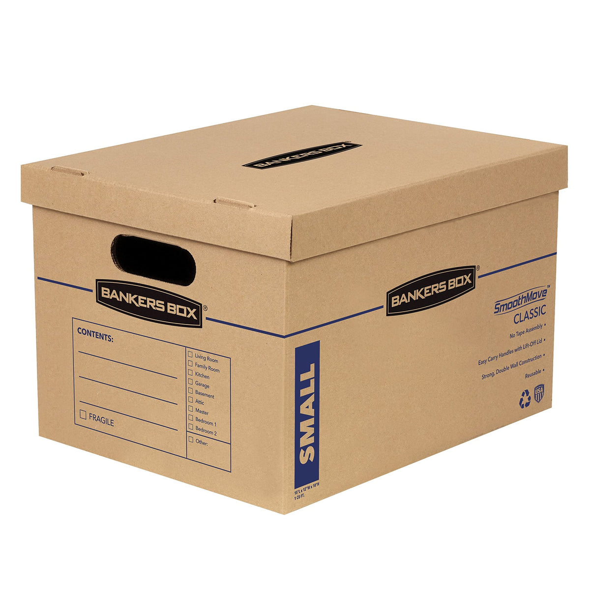Bankers Box SmoothMove Moving Boxes with No-Tape Assembly, Lift -Off Lids And Easy-Carry Handles, 10" x 12" x 15", 10 Pack (7714219) 🍁 All In One Marketplace Canada