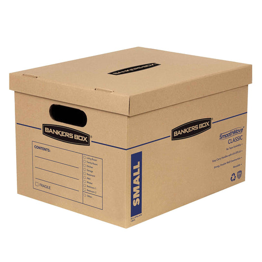 Bankers Box SmoothMove Moving Boxes with No-Tape Assembly, Lift -Off Lids And Easy-Carry Handles, 10" x 12" x 15", 10 Pack (7714219) 🍁 All In One Marketplace Canada