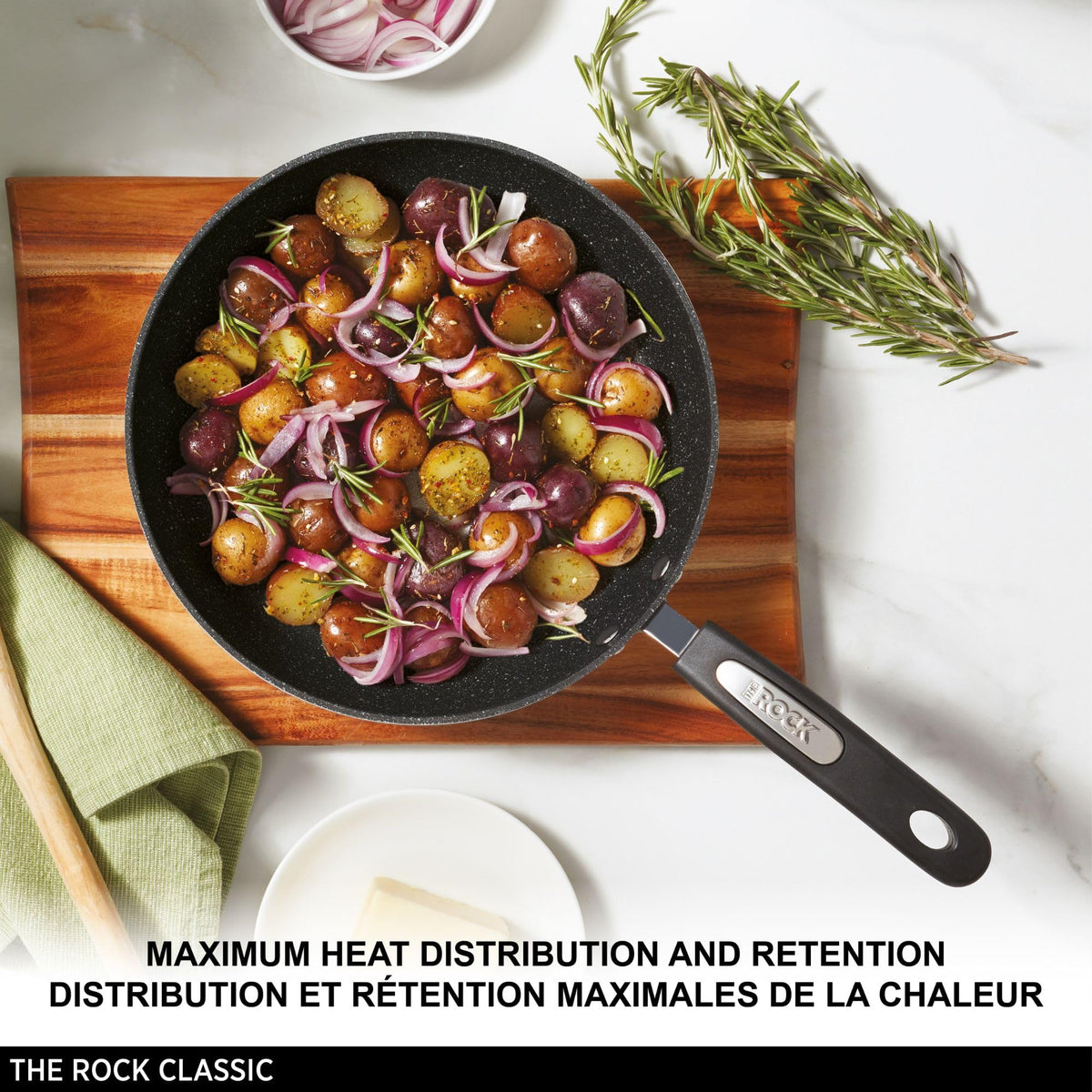 Starfrit The Rock 12'' (30cm) Non-Stick Jumbo Cooker Pan with Lid - Durable Forged Aluminum - Oven Safe - PFOA Free - Easy to Clean - Black 🍁 All In One Marketplace Canada