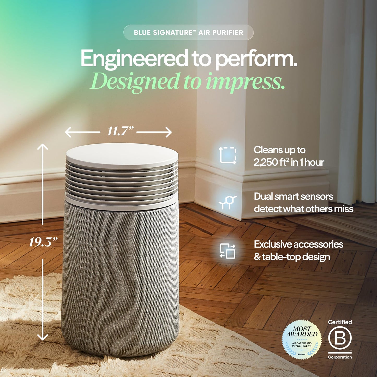BLUEAIR Blue Signature SP3i Air Purifier for Medium Rooms up to 2,250 sq ft, HEPASilent Filtration, WiFi Smart Control, Auto Mode, Odor & Smoke Removal, Pet Hair & Dust, AHAM Verified, Table Design 🍁 All In One Marketplace Canada