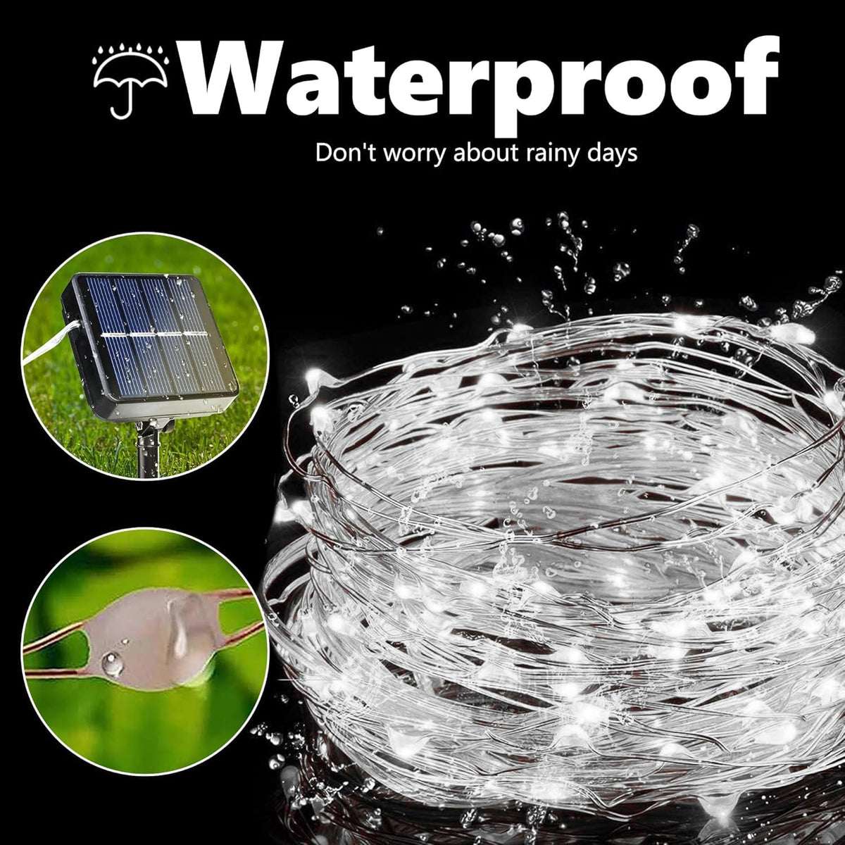 Lomotech Solar String Lights Outdoor - 2 Pack Total 66ft 200LED Solar Fairy Lights Waterproof 8 Modes Twinkle Lights for Outdoor, Patio, Garden, Yard, Party, Wedding, Tree Decoration (White) 🍁 All In One Marketplace Canada