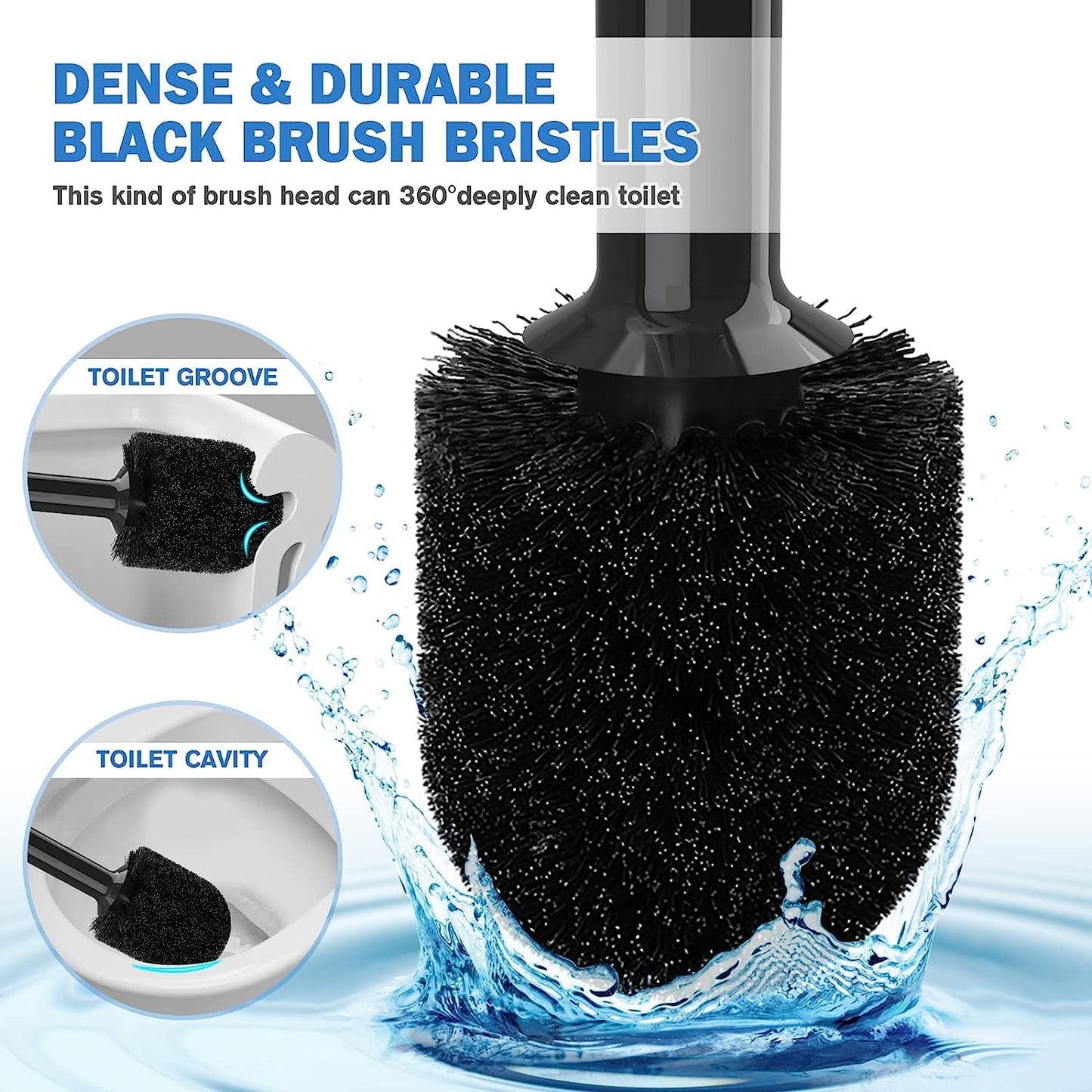 Toilet Plunger and Brush with Holder, Bowl Brush and Heavy Duty Toilet Plunger Set for 5.7-inch Toilet Drain, 2-in-1 Bathroom Cleaning Combo with Modern Caddy Stand (Black) 🍁 All In One Marketplace Canada