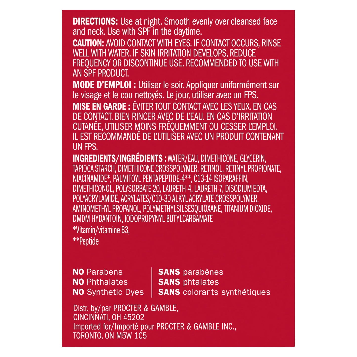 Olay Retinol 24 Face Moisturizer, Anti-Aging Night Cream for Women, Fragrance-Free, Non Greasy - Anti-Wrinkle, Smooth Fine Lines, Tightening, Hydrating Skin Care - Peptides, Glycerin, 50 mL 🍁 All In One Marketplace Canada