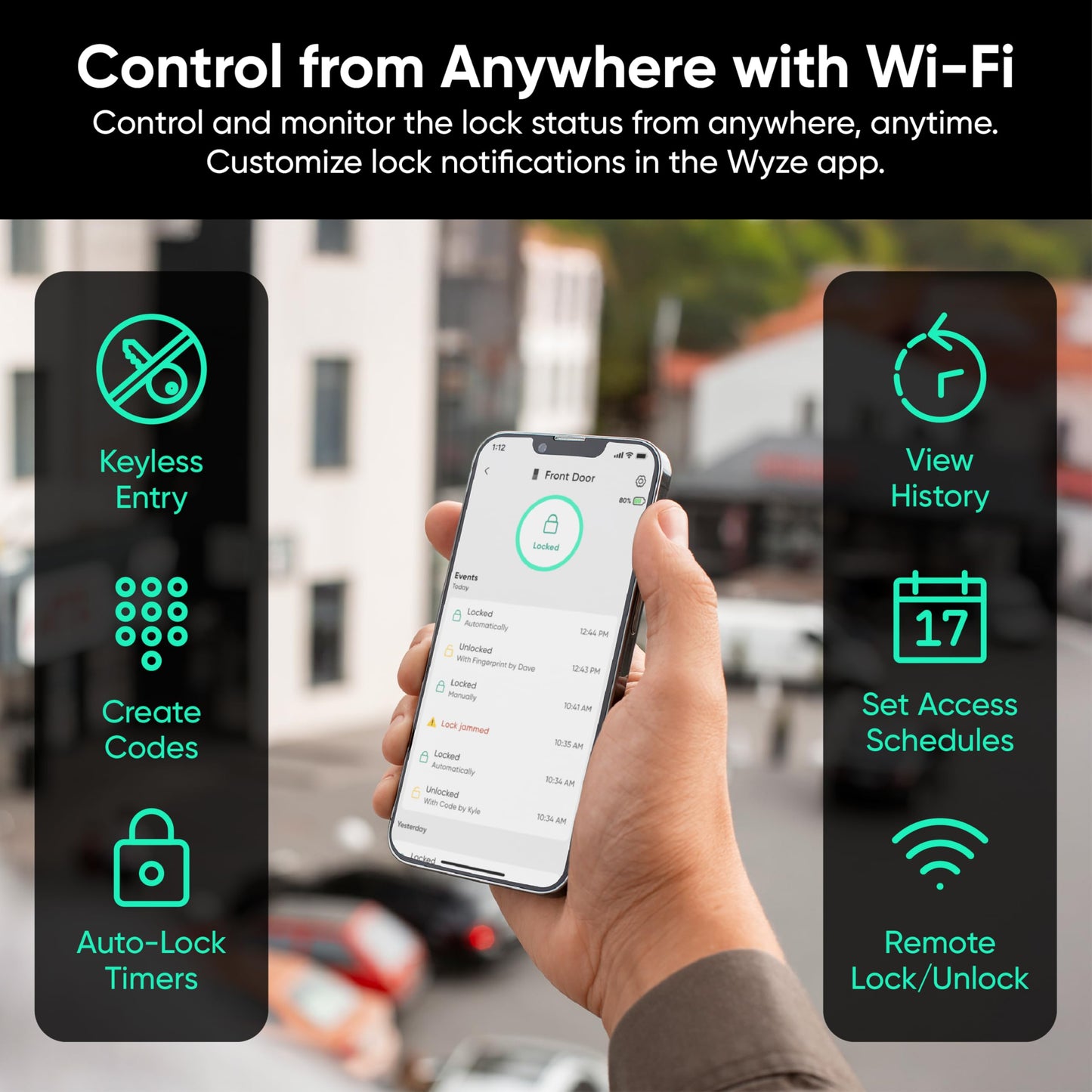 Wyze Auto-Lock Bolt v2, Fingerprint Keyless Entry Smart Lock, AI Learning Scanner with Wi-Fi Front Door Lock Deadbolt, Auto-Lock, 8 Months Battery, BHMA2, IP53, Anti-Peep Keypad, Backup Keys 🍁 All In One Marketplace Canada
