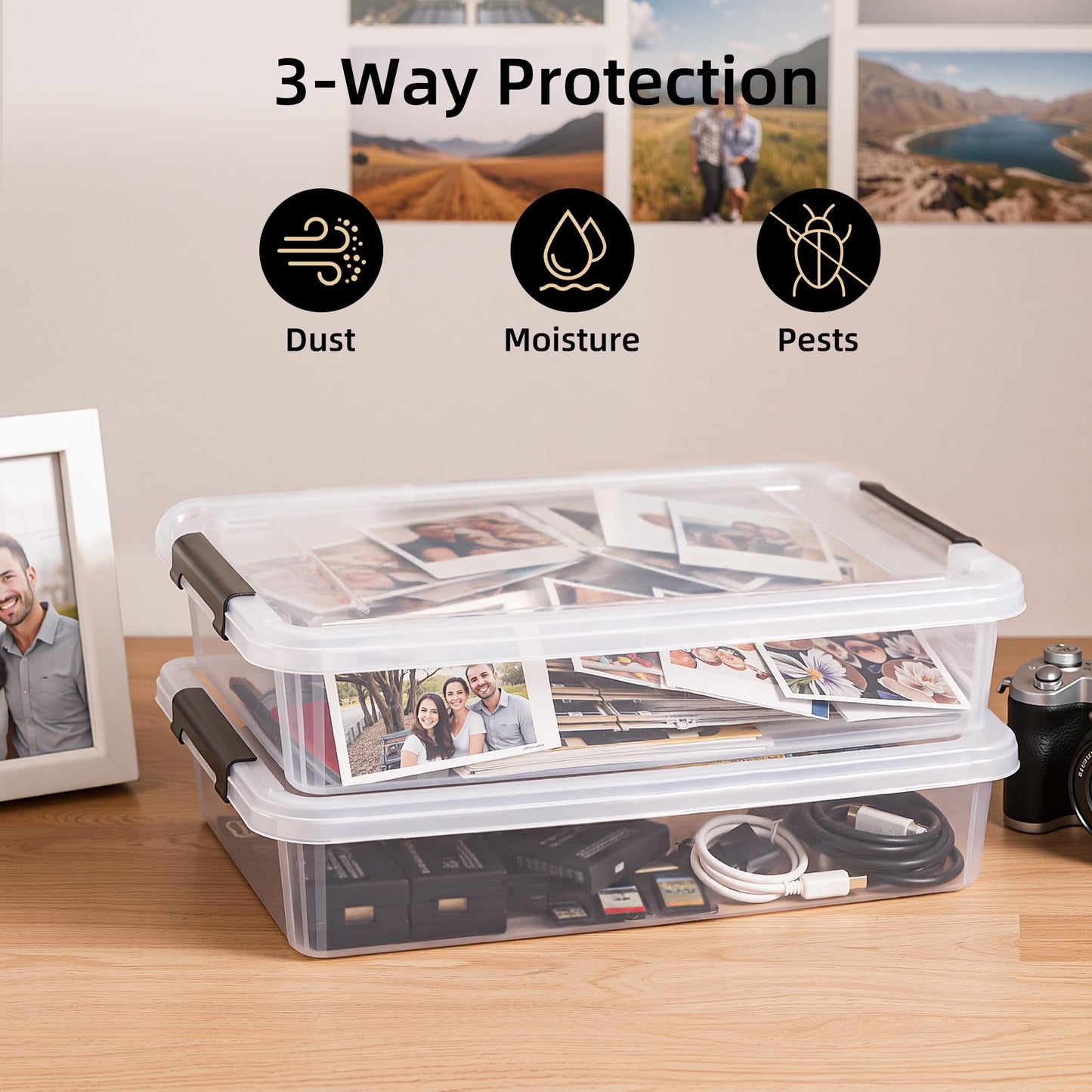 Citylife 3 PCS Plastic Storage Bins with Latching Lids Clear File Box Portable Storage Containers for Organizing A4 Paper, Document, Scrapbook, 14.65" x 10.43" x 2.87" 🍁 All In One Marketplace Canada