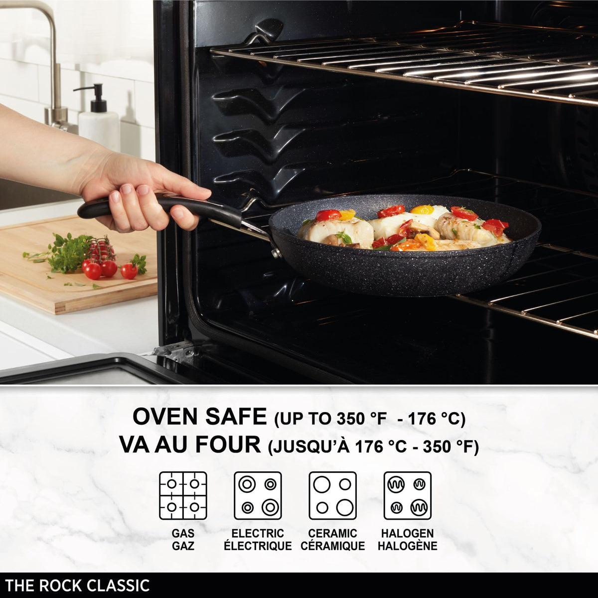 Starfrit The Rock 12'' (30cm) Non-Stick Jumbo Cooker Pan with Lid - Durable Forged Aluminum - Oven Safe - PFOA Free - Easy to Clean - Black 🍁 All In One Marketplace Canada