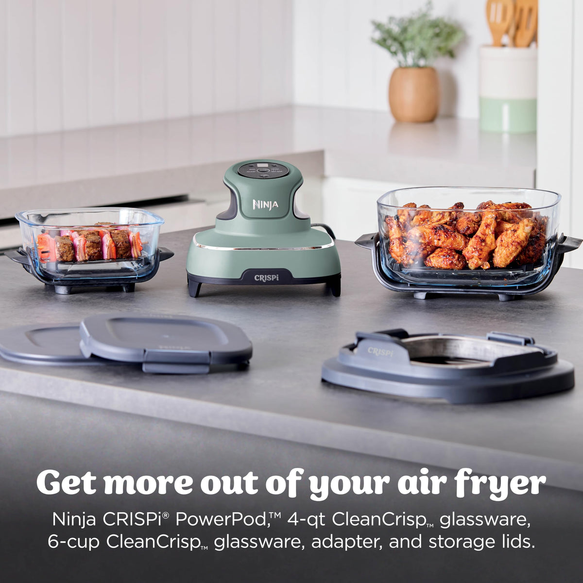 Ninja Crispi Portable Glass Air Fryer Cooking System – 4-Qt & 6-Cup CleanCrisp Containers, Nontoxic, Leak-Proof, Dishwasher Safe – Air Fry, Bake, Max Crisp, Recrisp FN101CGN (Canadian Version) 🍁 All In One Marketplace Canada