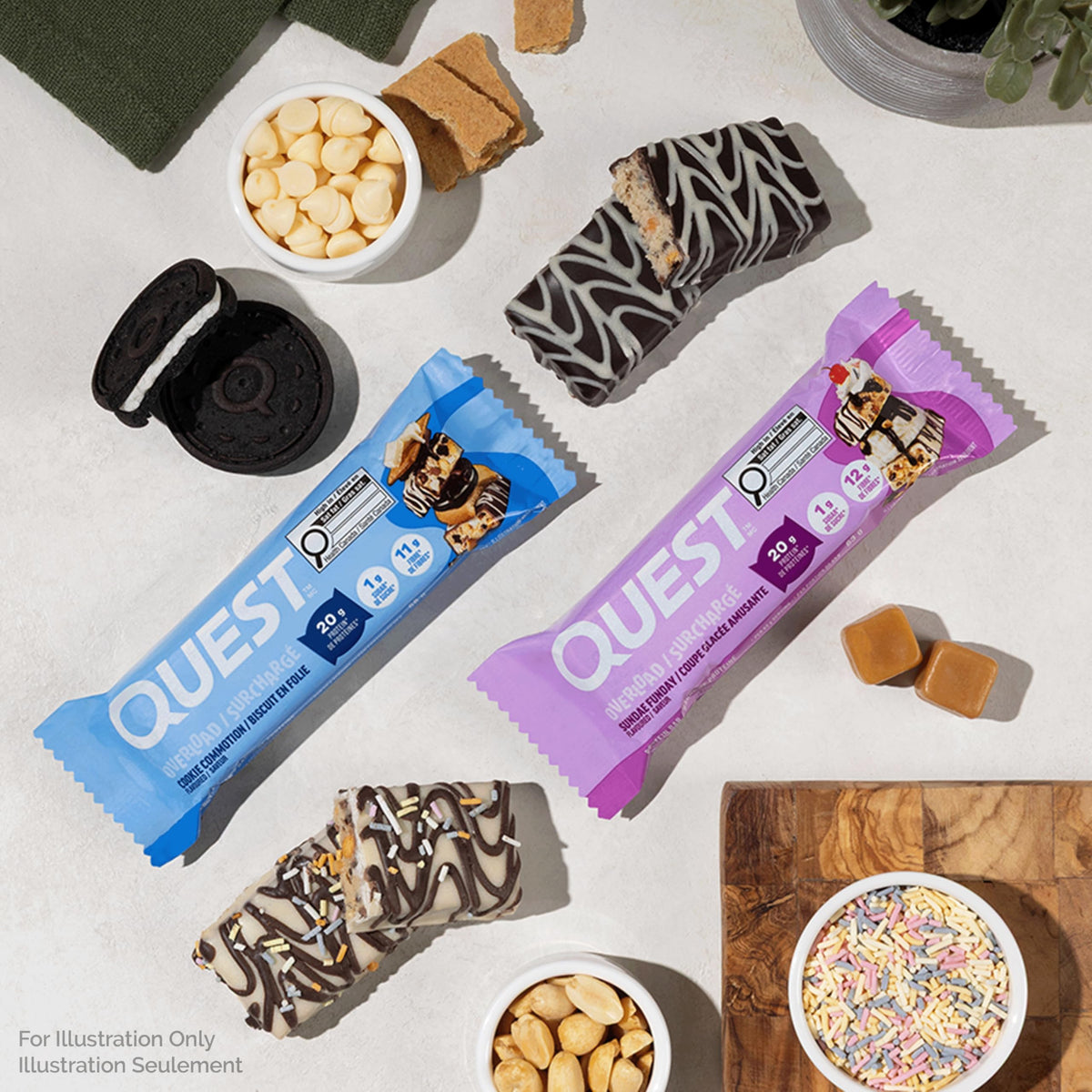 Quest Nutrition Overload Protein Bar, Cookie Commotion Flavour, Protein Bars, Gluten Free, 12ct 🍁 All In One Marketplace Canada