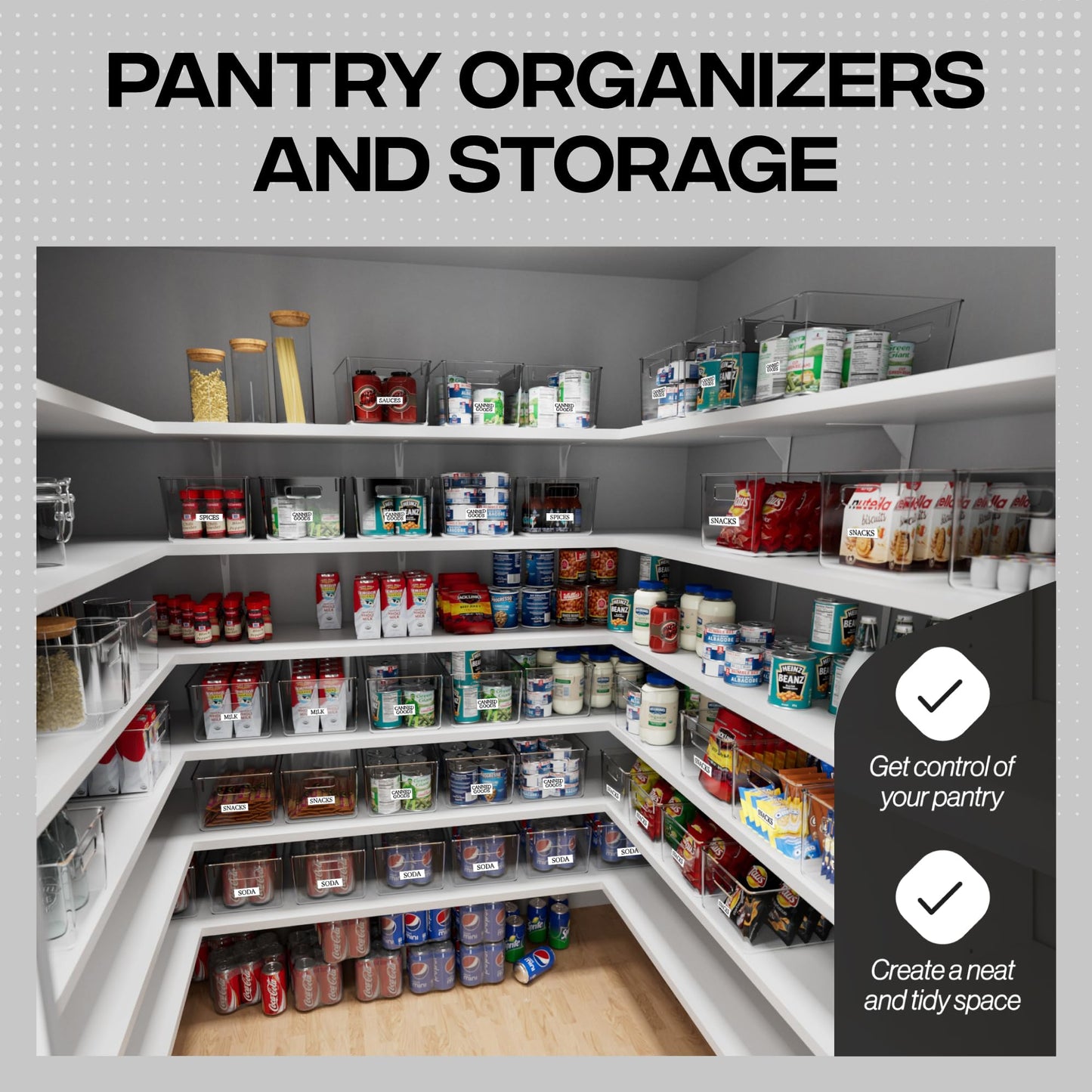 ClearSpace Clear Plastic Storage Bins – Pantry Organizers & Storage Containers, Cabinet Organizer - Home Organization Must Haves for Kitchen, Laundry Room, Office, Closet, Garage & Freezer 🍁 All In One Marketplace Canada