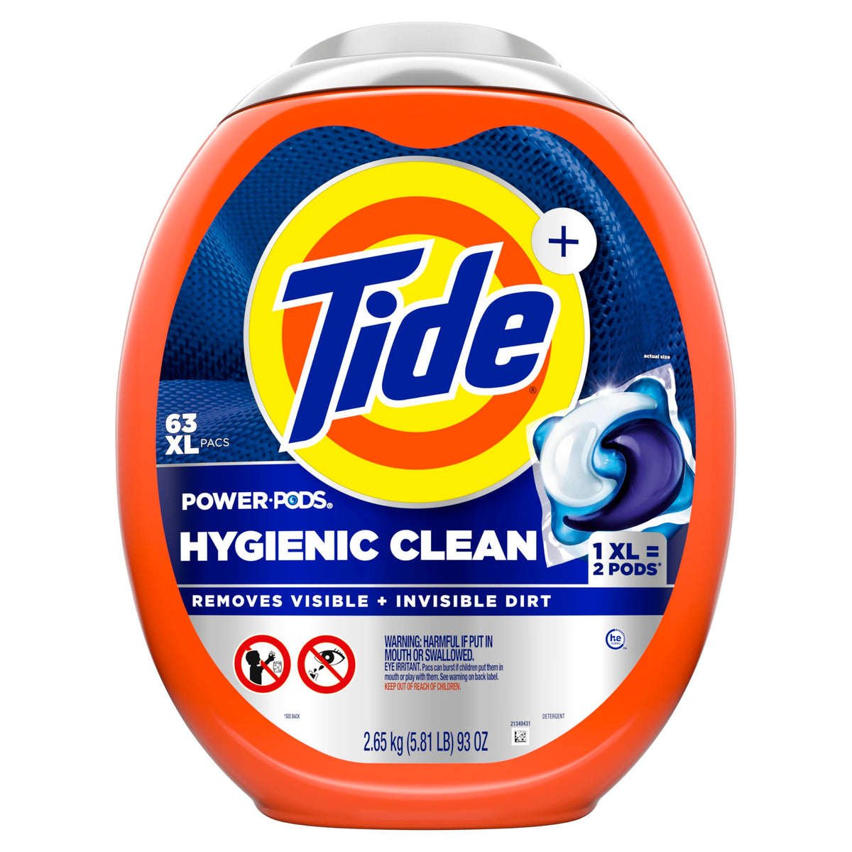 Tide Hygienic Clean Power PODS Laundry Detergent Pacs, Original Scent, 63 Count, Removes Visible and Invisible Dirt, laundry soap detergent pacs 🍁 All In One Marketplace Canada