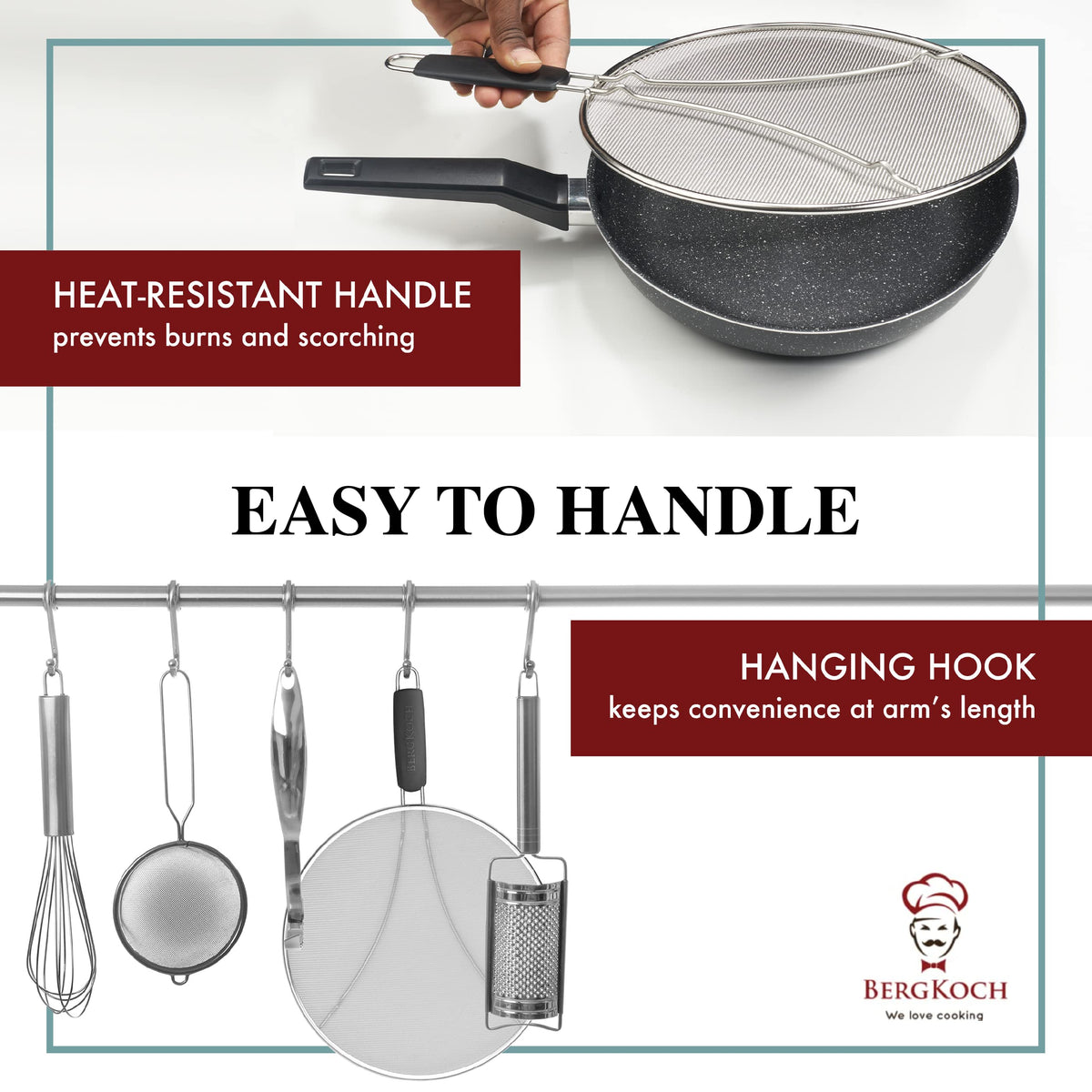 Splatter Screen for Frying Pan - 13 Inch Stainless Steel Grease Splatter Guard - Cover Oil Splash When Sizzling Bacon, Cooking Fried Chicken or Popcorn 🍁 All In One Marketplace Canada