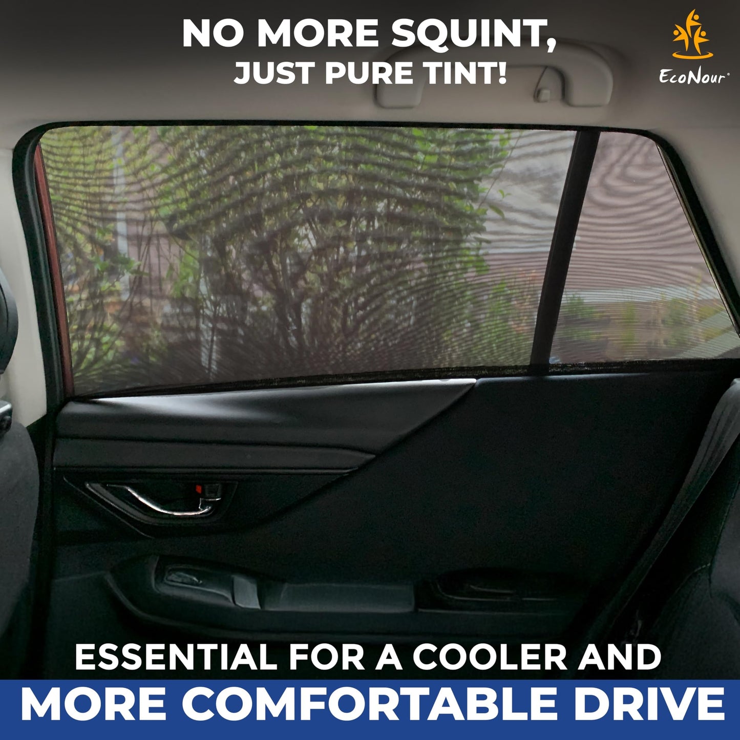 EcoNour Baby Car Window Shades for Side Windows (Pack of 2) | Sun Shade for Car Heat and UV Protection | Mosquito Net Baby Car Sun Shade | Rear Side Window Sunshade for Car (Large 38"x21") 🍁 All In One Marketplace Canada