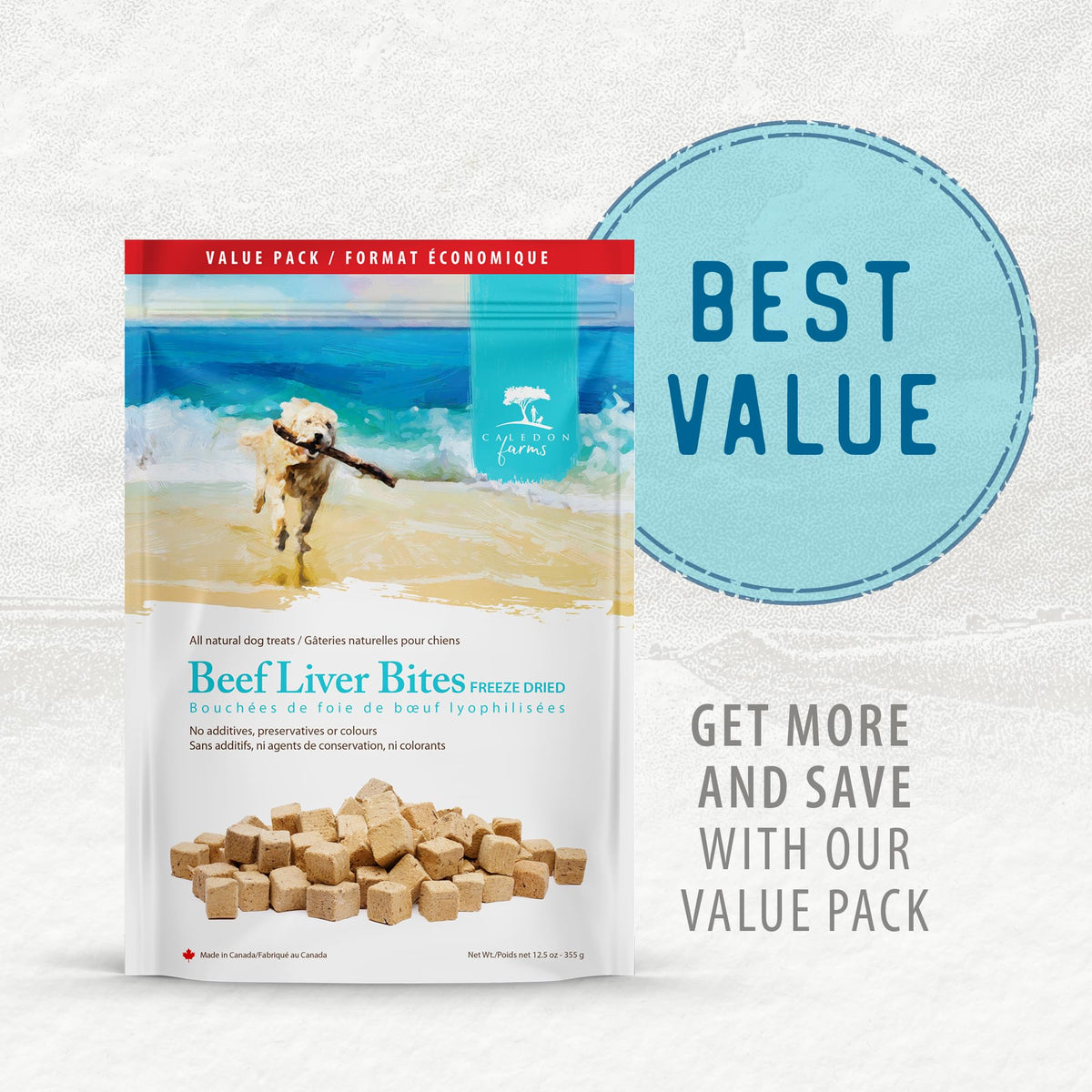 Caledon Farms, Value Pack Freeze Dried Beef Liver Bites, 355 g, Dog Treats 🍁 All In One Marketplace Canada