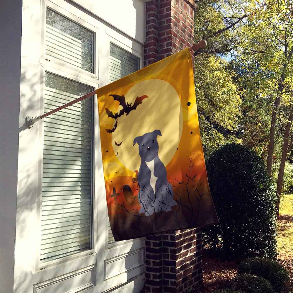Caroline's Treasures BB4312CHF Halloween Staffordshire Bull Terrier Blue Flag Canvas House Size, Large, Multicolor