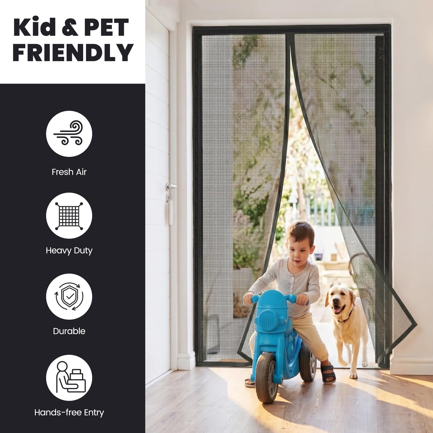 Magnetic Screen Door (Screen Size 32" x 82"), Fits Door Opening 30"x80", Heavy Duty Fiberglass Moustiquaire Magnétique, Screen Mesh with Automatic Block Closure, Walk Through Easily for Kids Pets 🍁 All In One Marketplace Canada