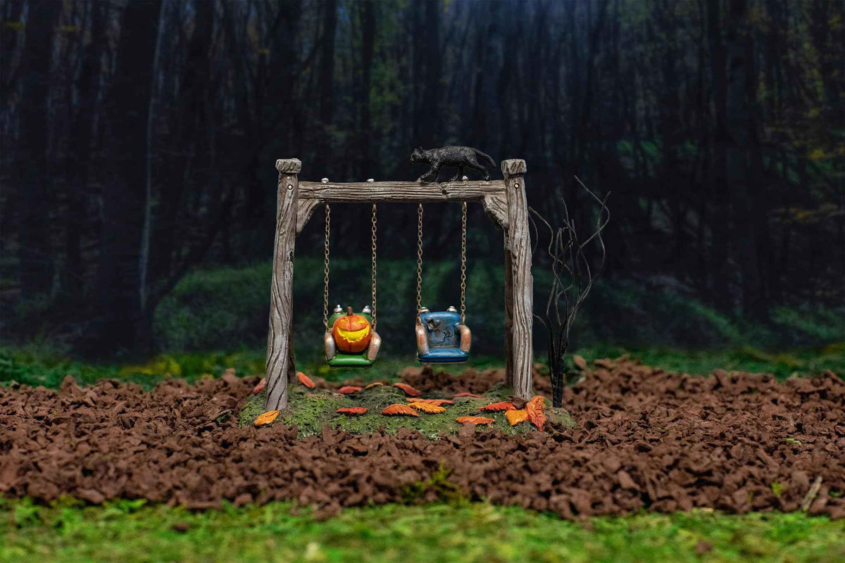 Department 56 Village Collection Accessories Halloween Got a Push Spooky Swingset Figurine, 4.25 Inch, Multicolor