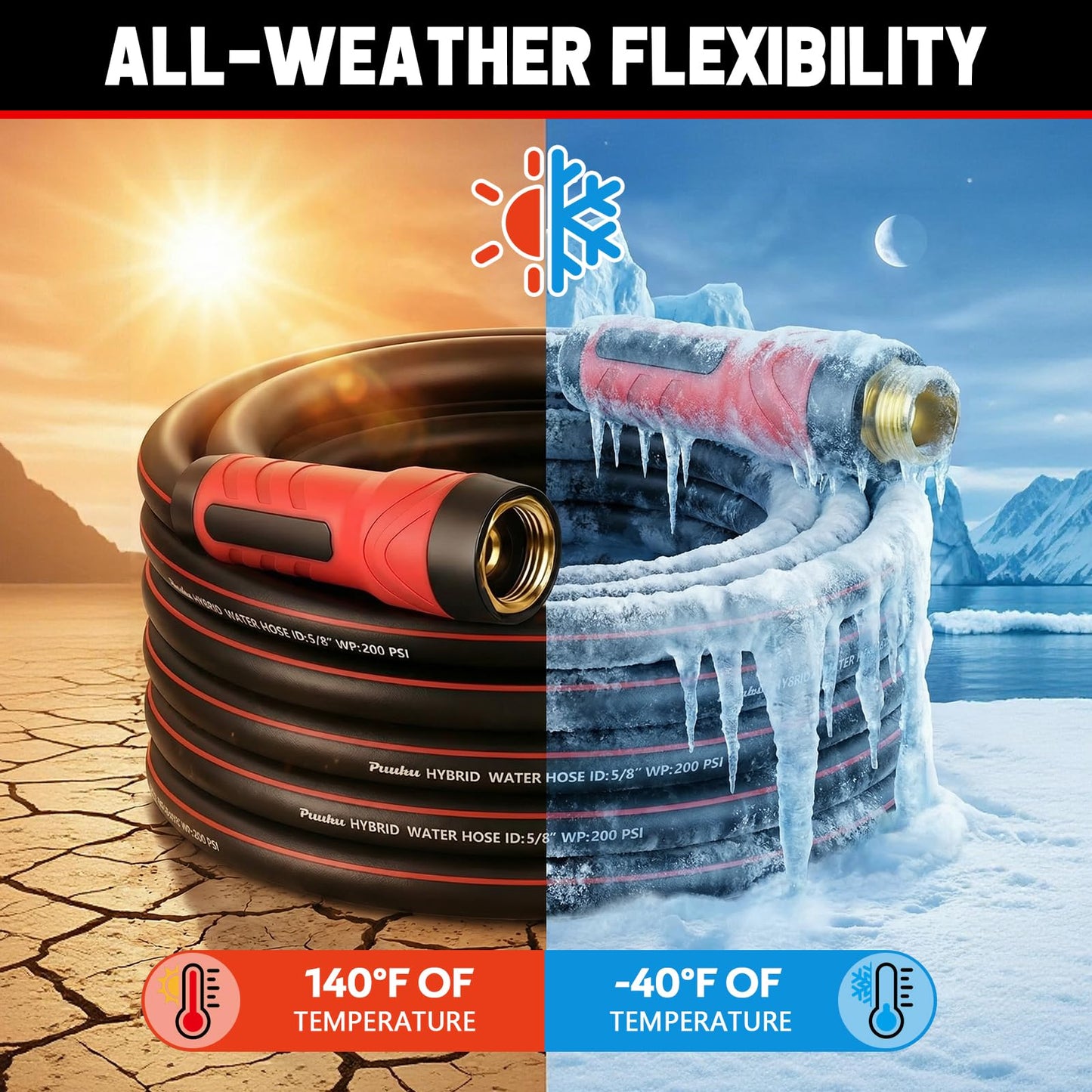 Garden Hose 25ft x 5/8", Non-Expandable Heavy Duty Premium Flexible Water Hose, No Kink, Leakproof, Lightweight Hybrid Hose with Male to Female Fittings for Household&Backyard 🍁 All In One Marketplace Canada