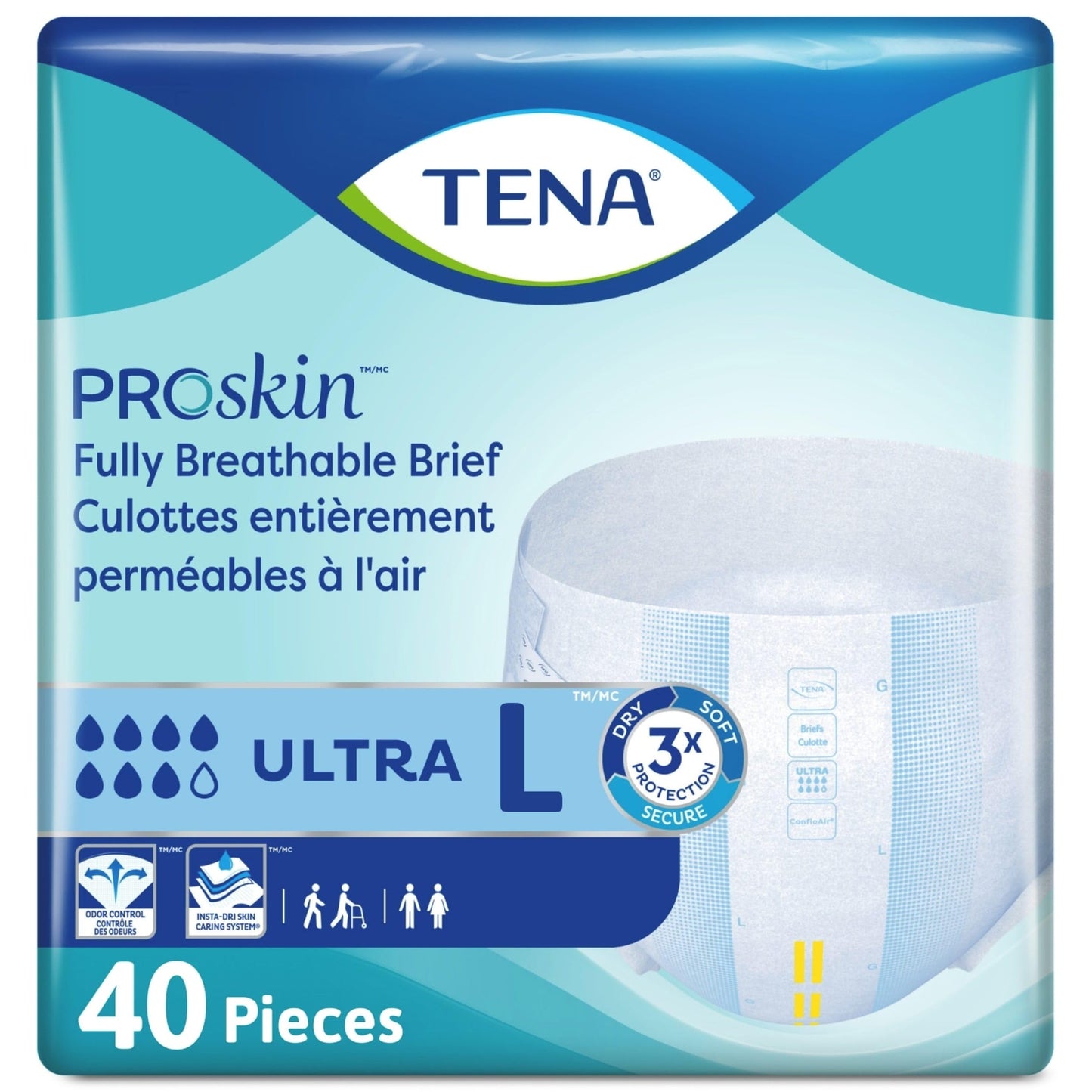 TENA Adult Incontinence, Discrete Disposable, Briefs, Comfortable Fit, Ultra Absorbency, Unisex, Large (L), 40 Count 🍁 All In One Marketplace Canada