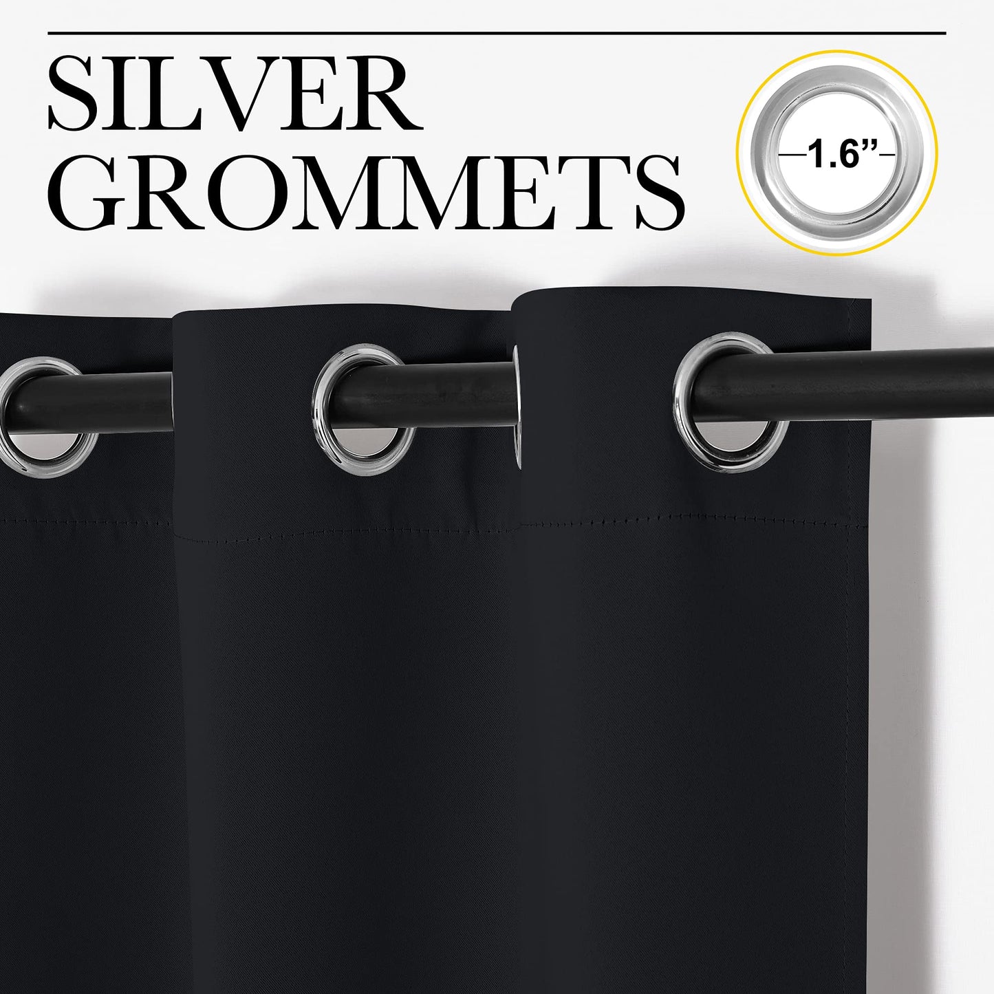 NICETOWN Blackout Curtains 2 Panels for Bedroom- Halloween Thermal Insulated Grommet Blackout Curtains 63 Inches Long for Living Room/Kitchen Rideaux occultants (2 Panels,W42 x L63 -Inch,Black) 🍁 All In One Marketplace Canada