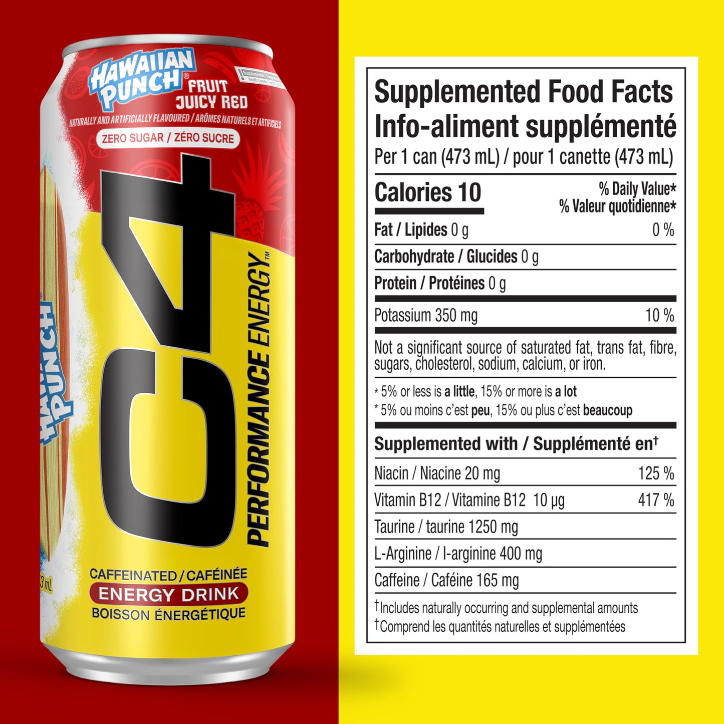 Cellucor C4 Performance Energy Drink, Hawaiian Punch Juicy Red, Carbonated Sugar Free Drink with no Artificial Colours or Dyes, 473mL, 12 count 🍁 All In One Marketplace Canada