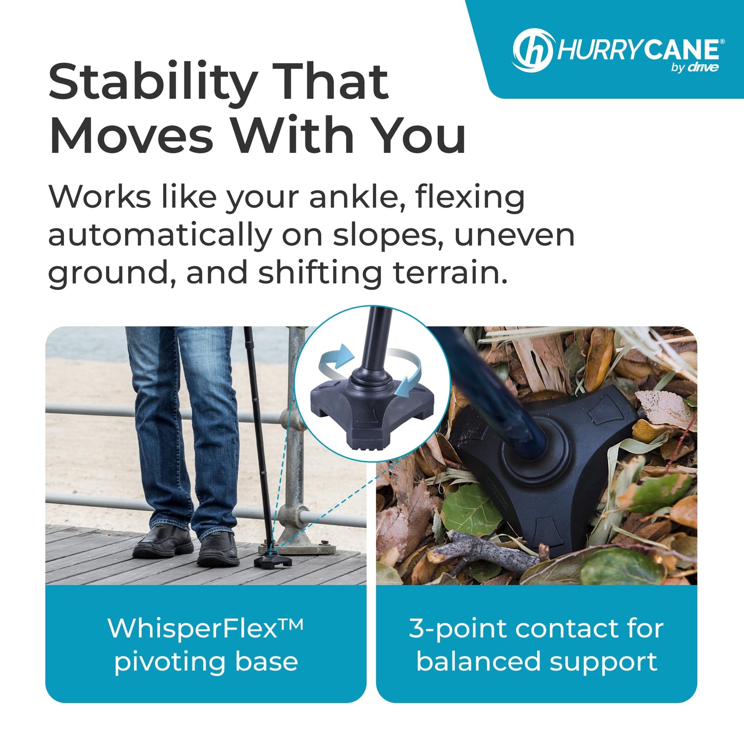 HurryCane Freedom Edition Folding Walking Cane, Black 🍁 All In One Marketplace Canada