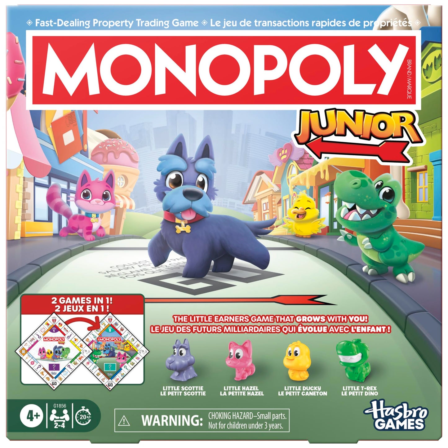 Monopoly Junior Board Game | 2 Games in 1 for Younger Kids, 2-Sided Board | Ages 4+ | 2 - 4 Players | 20 Mins. | Gifts for Preschoolers (English & French Version) 🍁 All In One Marketplace Canada