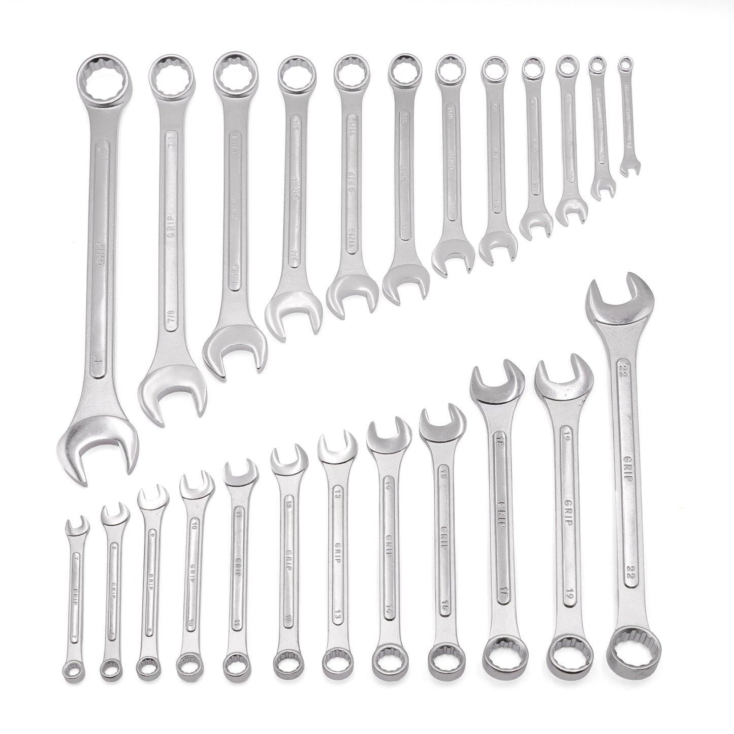 Grip 24 pc All-Purpose Master Combination Wrench Set MM/SAE - Metric 7mm to 22mm - SAE 1/4” to 1" - Roll-up Pouch - General Household, Garage, Auto Repairs, Cars, Trucks, Boat 🍁 All In One Marketplace Canada