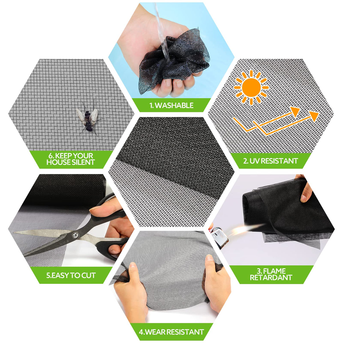 Window Screens Replacement Repair Kit, 39" x 78" Screen Door Mesh Replacement Kit, Durable Fiberglass Mesh Screen with Tools for Windows Doors Patio and Porch Screens, Black 🍁 All In One Marketplace Canada