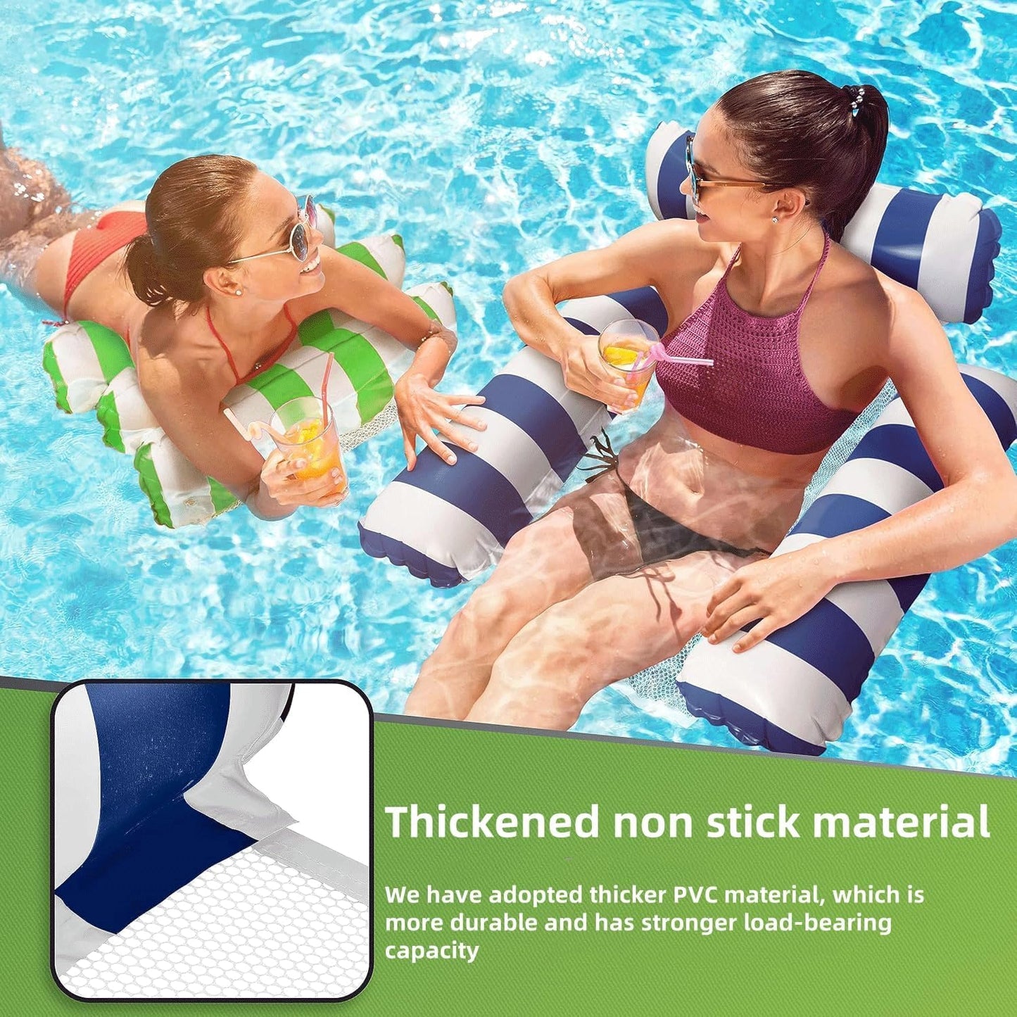 3 Pack 300 LB Water Floaties,Inflatable Pool Float Chair for Adults Swim Floating Party Vacation Fun and Rest (Blue & Dark Blue & Rose red) 🍁 All In One Marketplace Canada