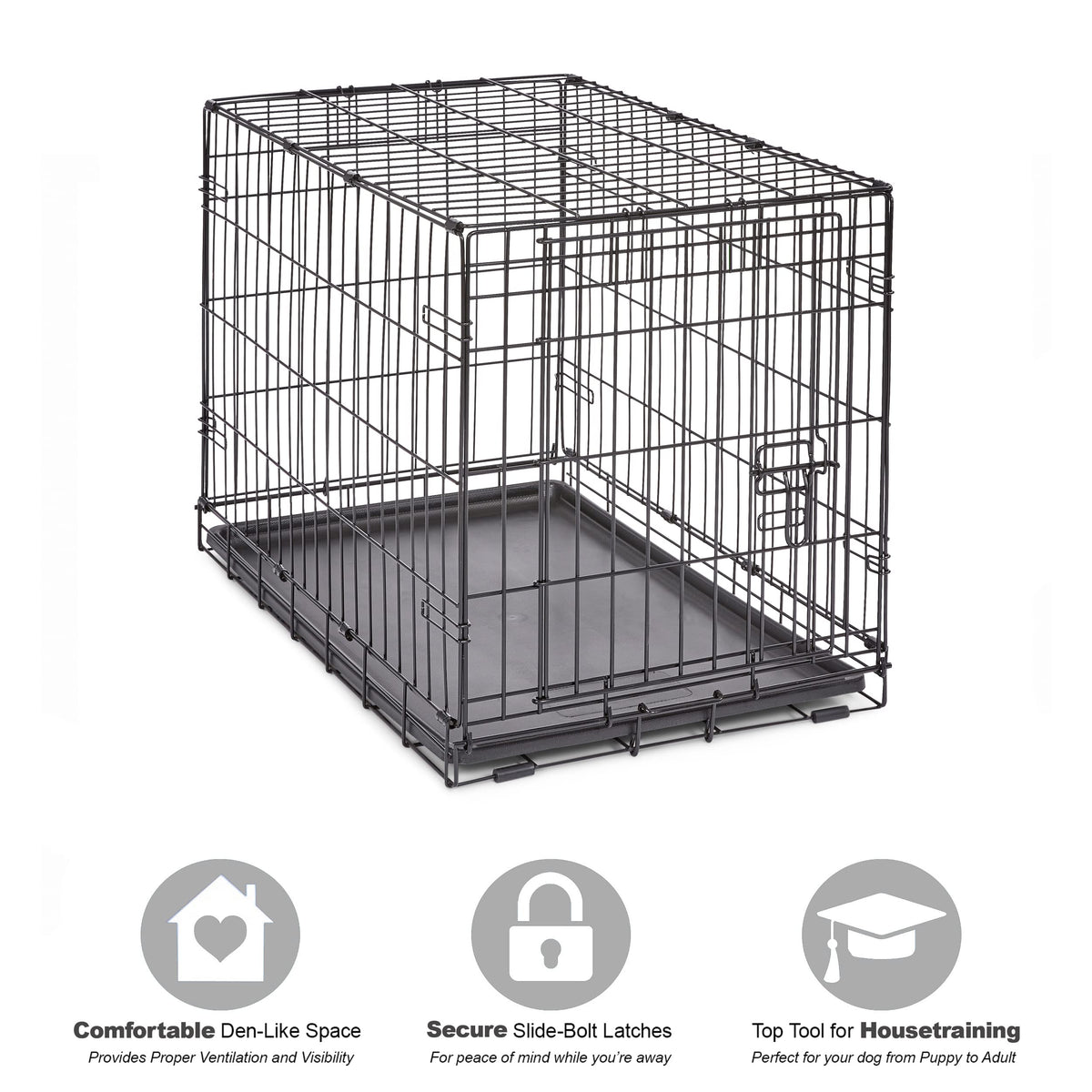 MidWest Homes for Pets 30-Inch New World Crate for Medium Breeds, 21-40 lbs, Single Door Folding Dog Crate, Leak-Proof Tray & Secure Latch, Portable, Durable & Easy to Assemble 🍁 All In One Marketplace Canada