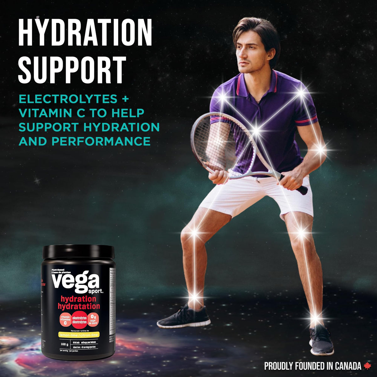 Vega Sport Hydration Electrolyte Powder, Plant Based for Fast Post Workout Hydration – Sugar-Free Lemon Lime, 40 Servings, 168 grams 🍁 All In One Marketplace Canada