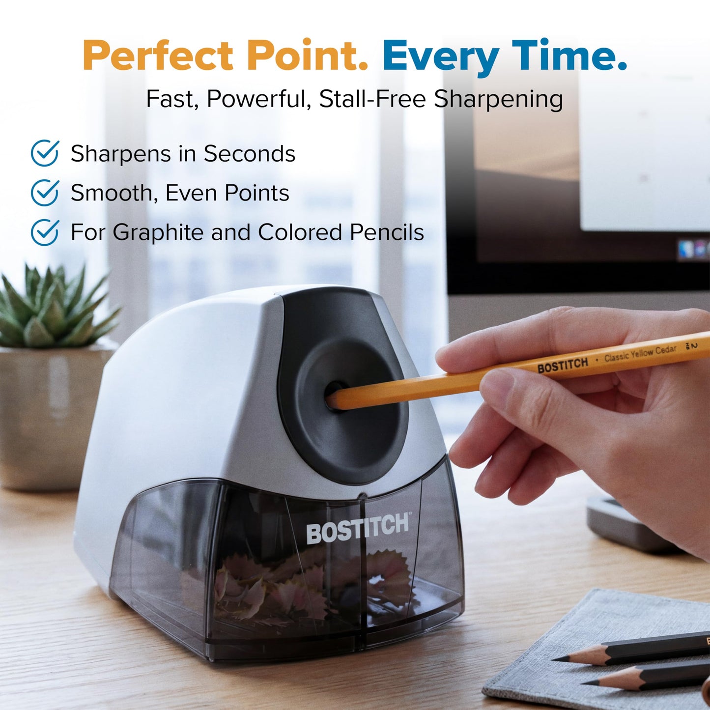 Bostitch Office Personal Electric Pencil Sharpener, Powerful Stall-Free Motor, High Capacity Shavings Tray, Black (EPS4-BLKSLV) 🍁 All In One Marketplace Canada